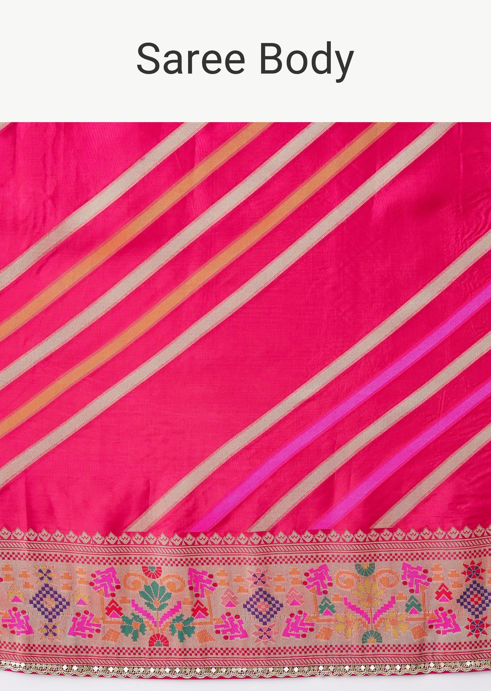 Rani Pink Woven Saree With Unstitched Blouse - Image 9