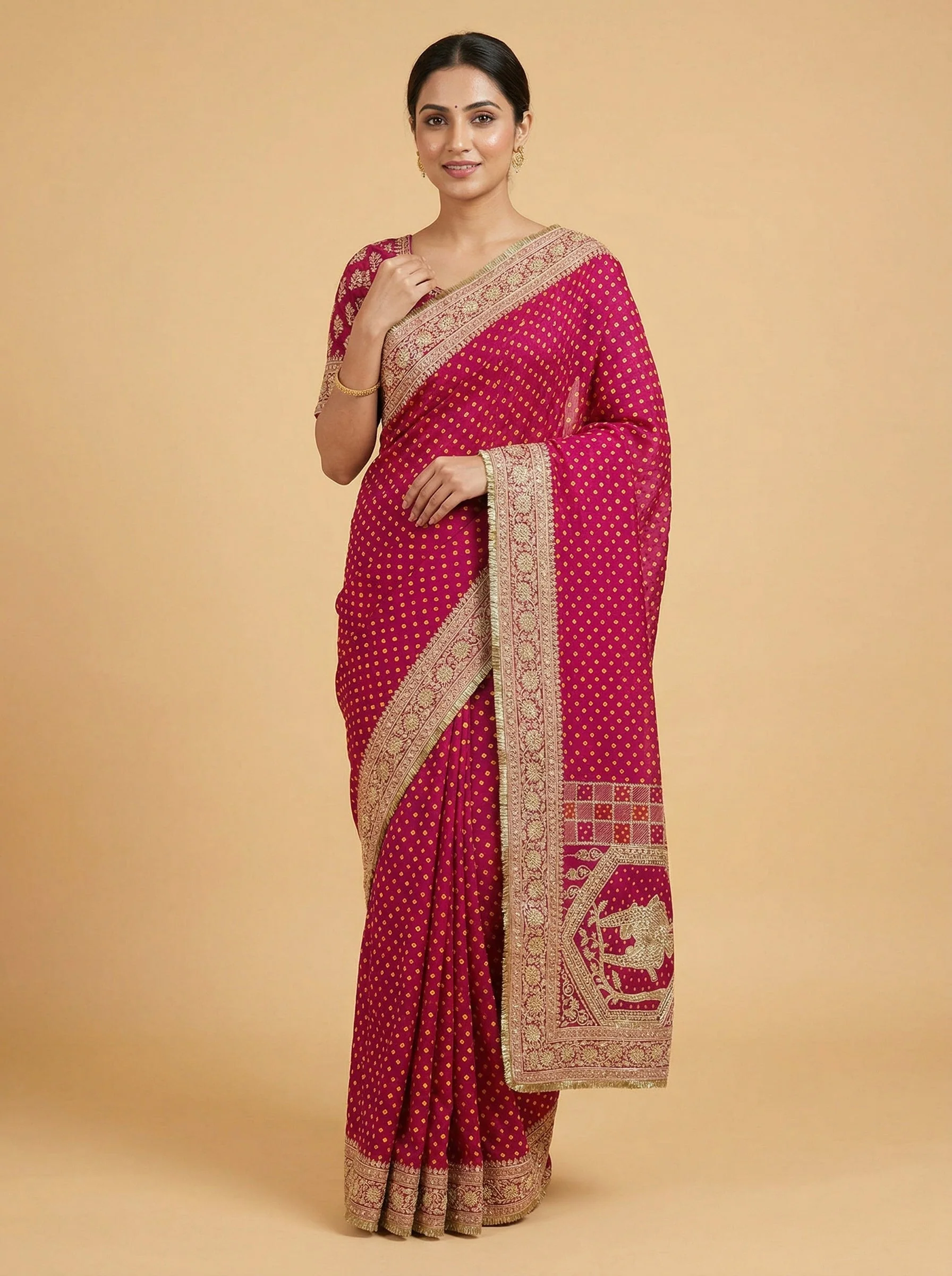 Rani Radiant-Tone Embroidered Saree