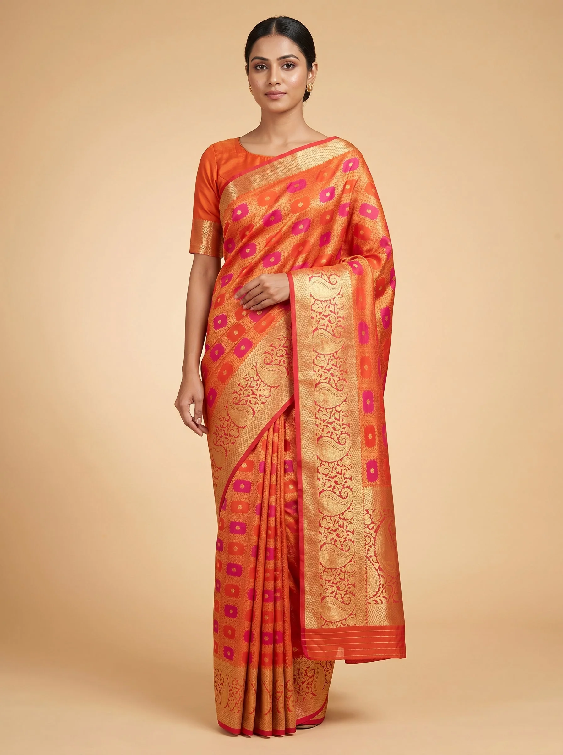 Rani Red Rich Tone Handloom Saree