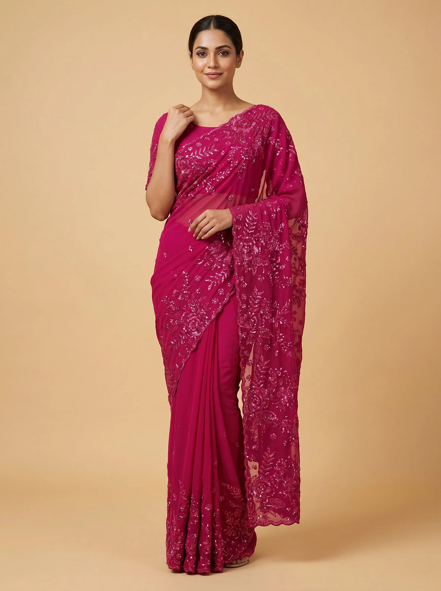 Rani Refined Glow Embroidered Saree