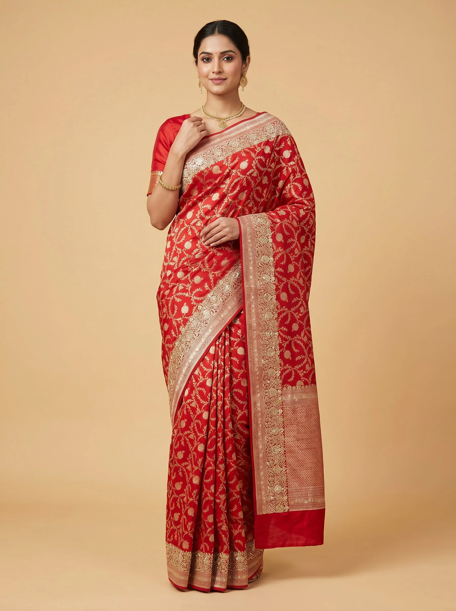 Rani Ruby Embroidered Saree