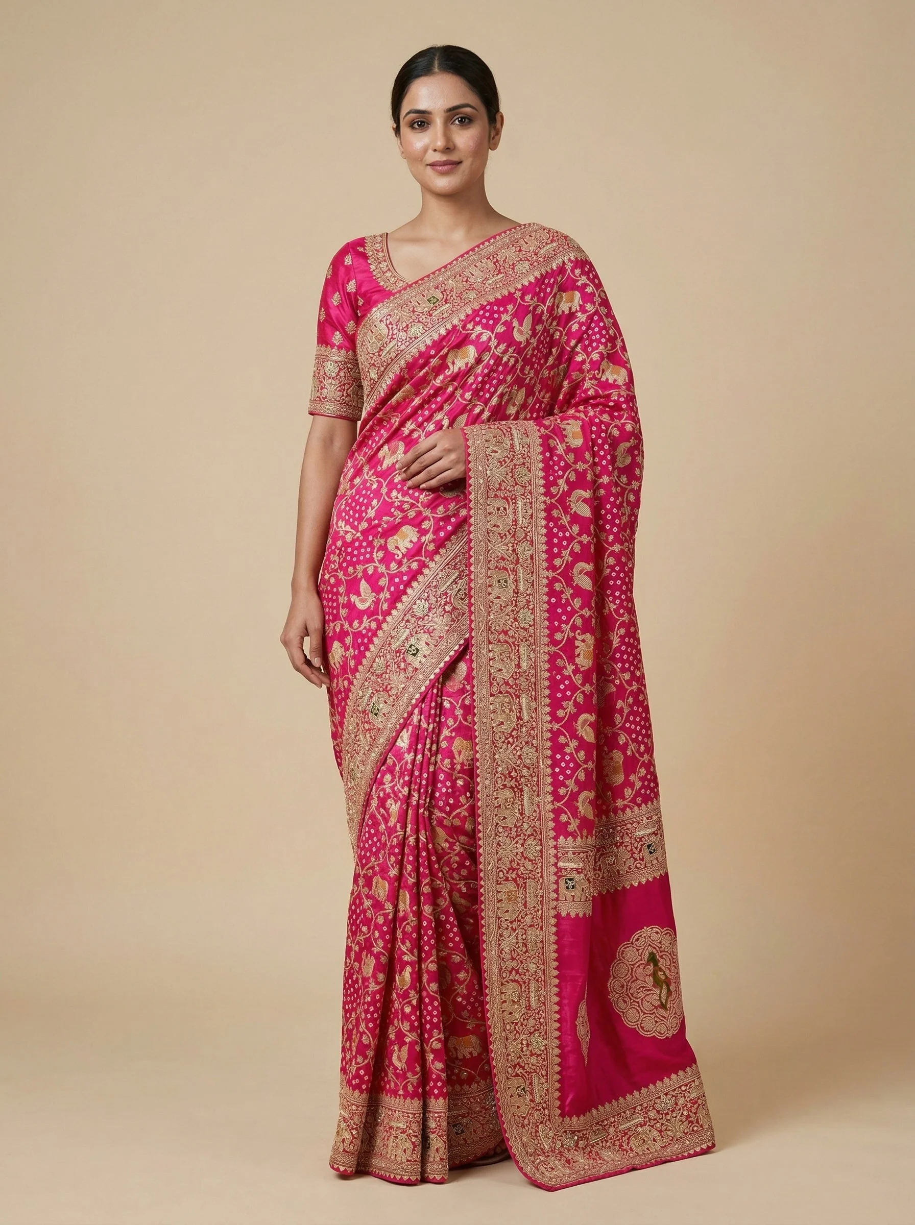 Rani Splendor Embroidered Saree
