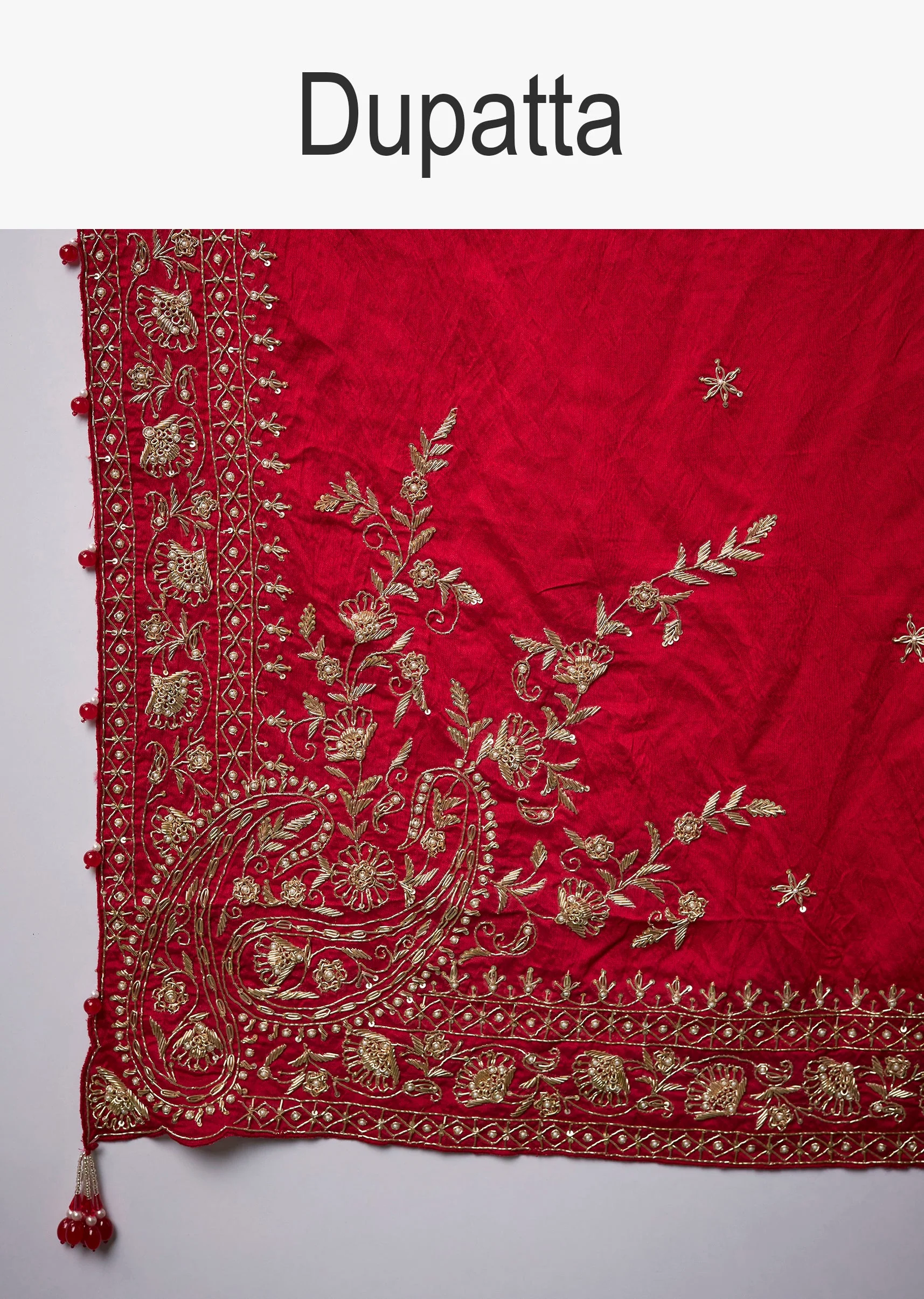 Red Banarasi Silk Brocade Weave Saree with Unstitched Blouse - Image 10