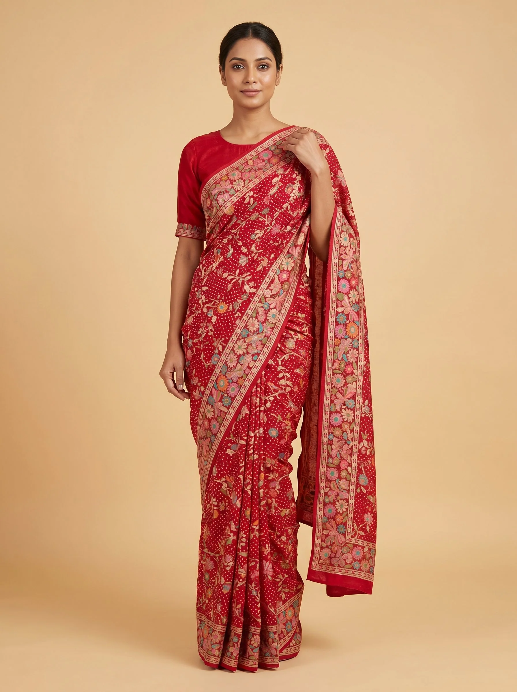 Red Bold Bandhani Saree