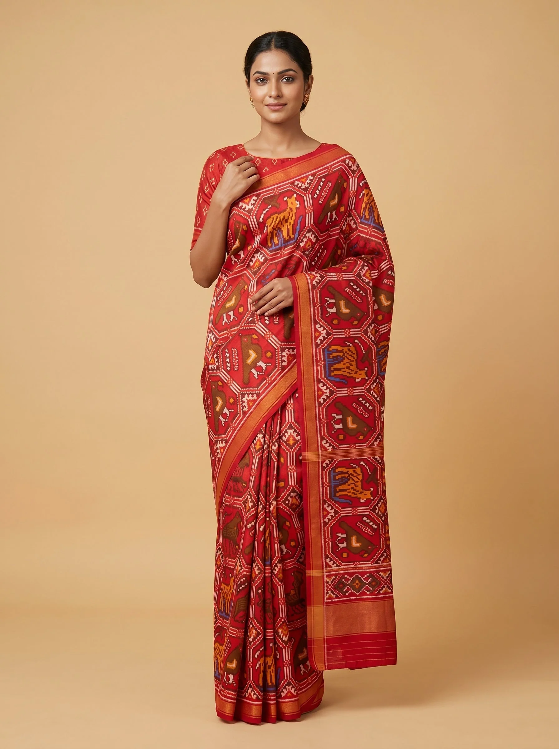 Red Bold Expression Handloom Saree