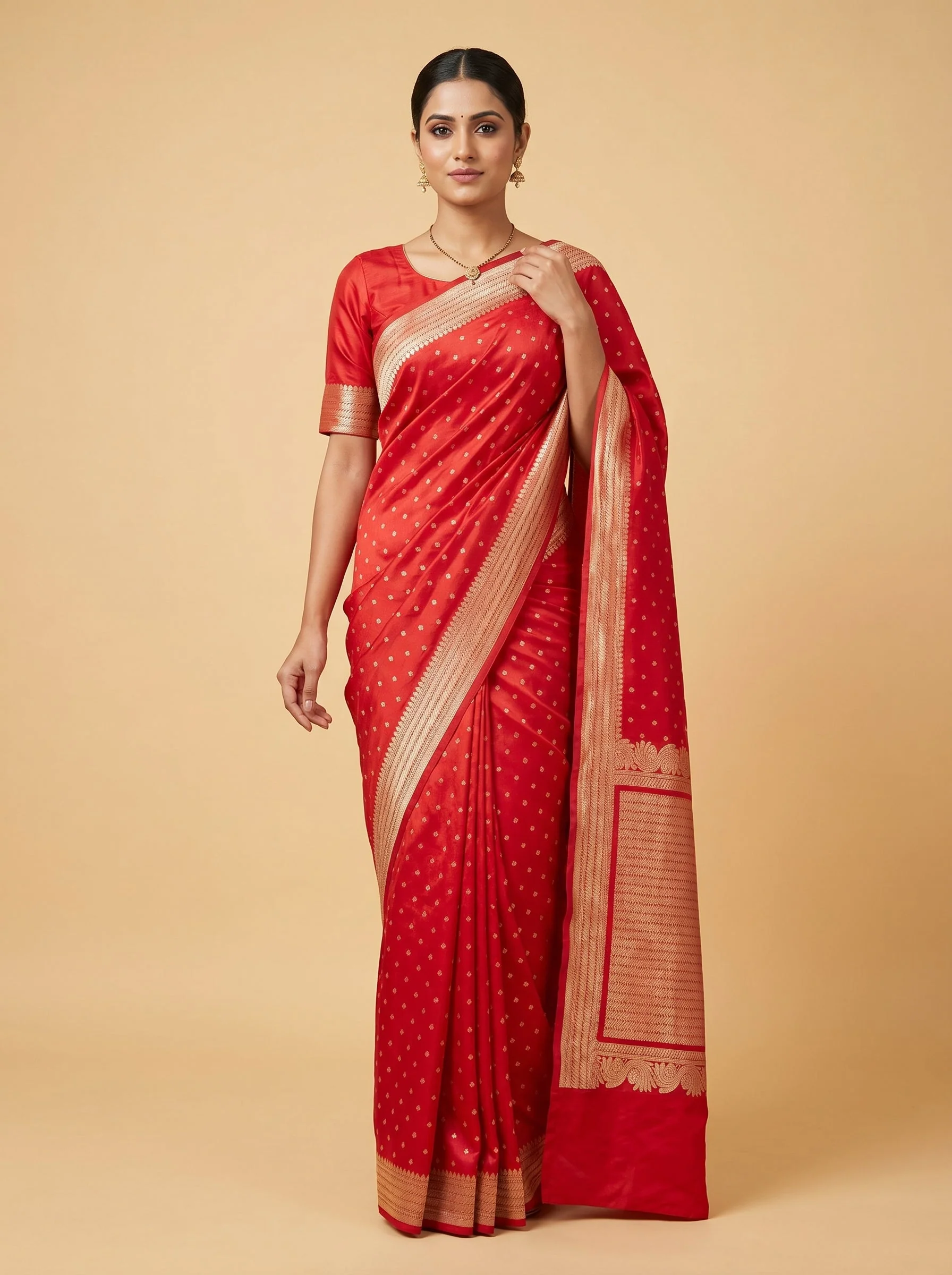Red Boldline Saree