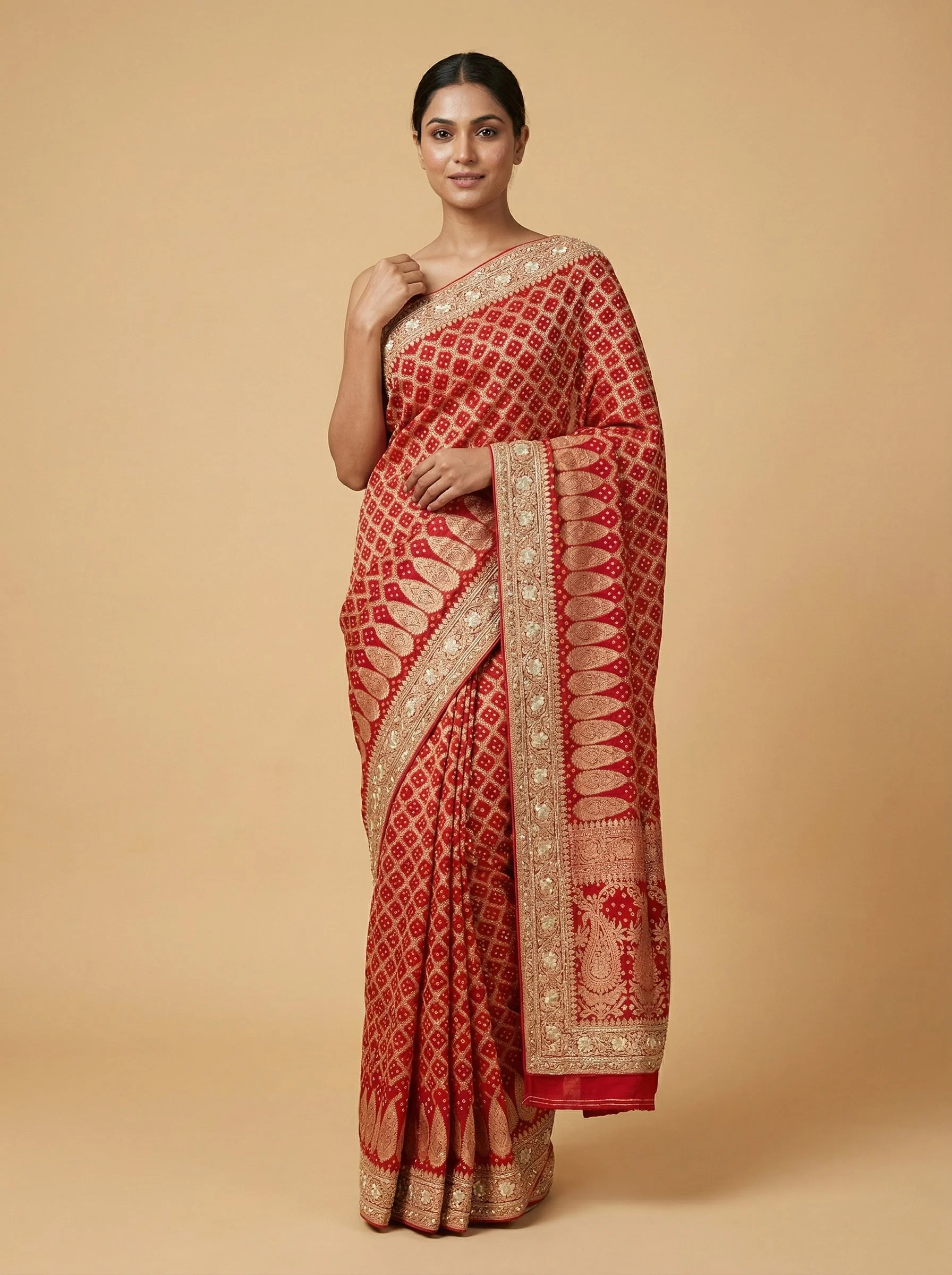Red Brisk Embroidered Saree