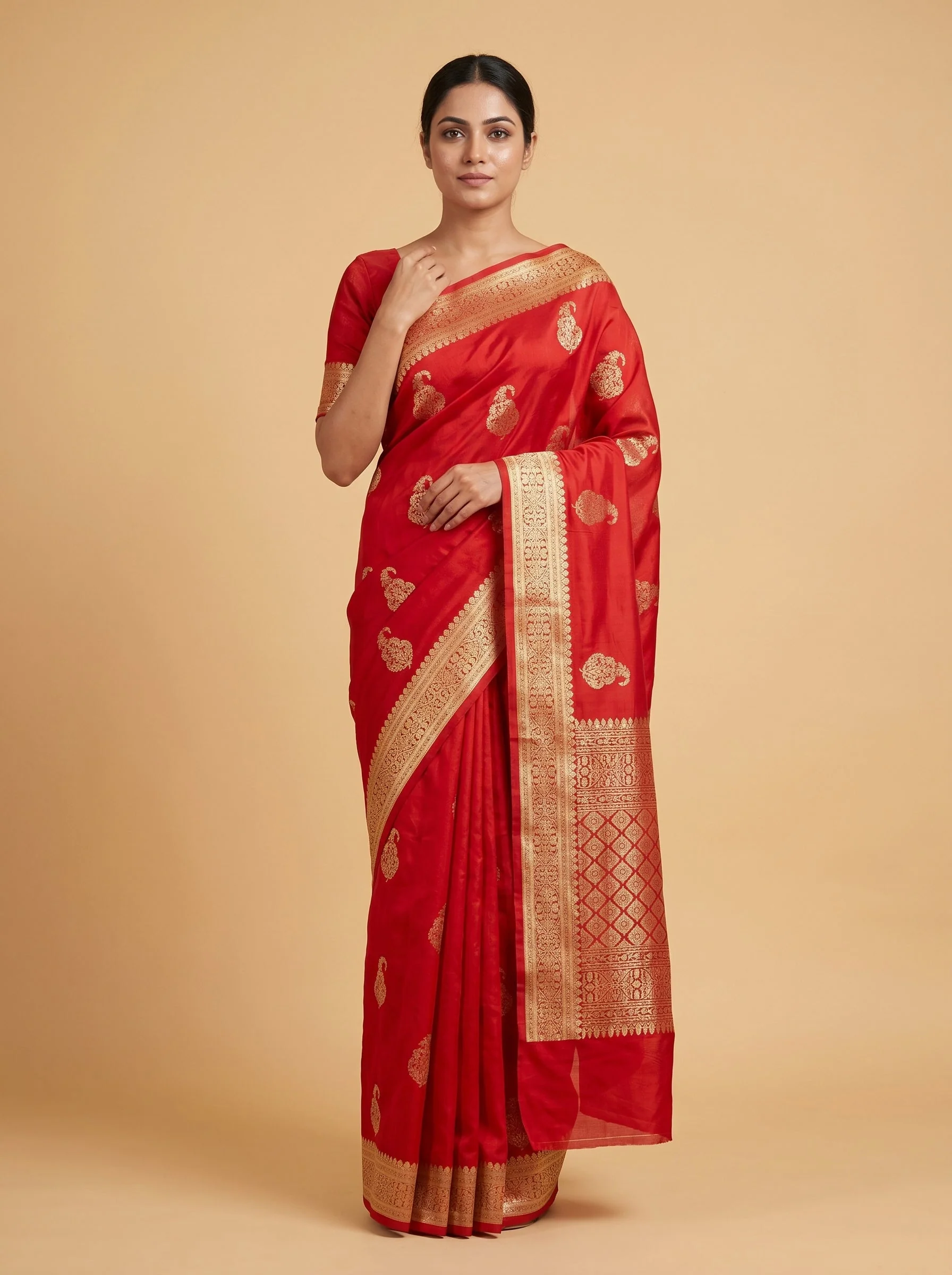 Red Brocade Handloom Saree