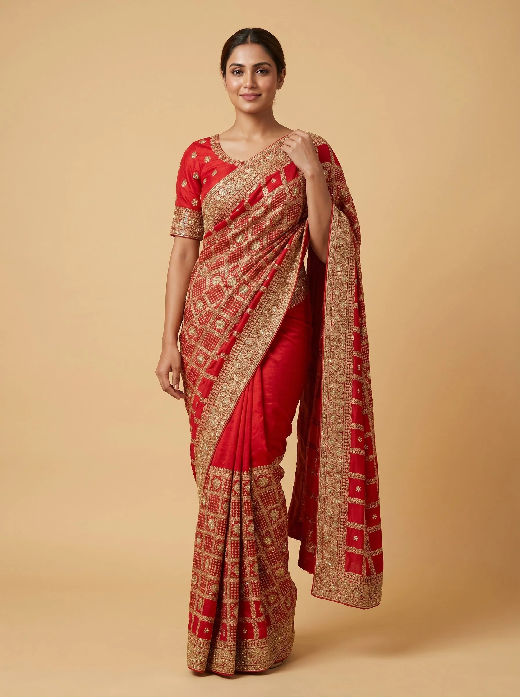 Red Classic Bandhani Saree - Image 2