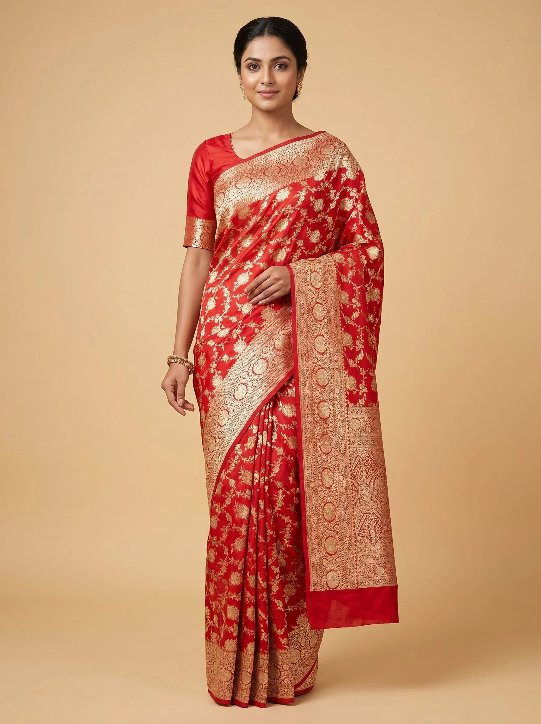 Red Classic Flow Handloom Saree