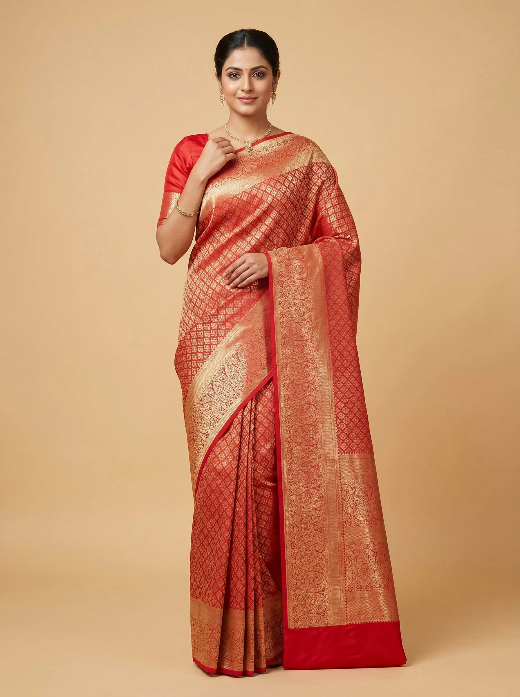 Red Classic Grace Handloom Saree
