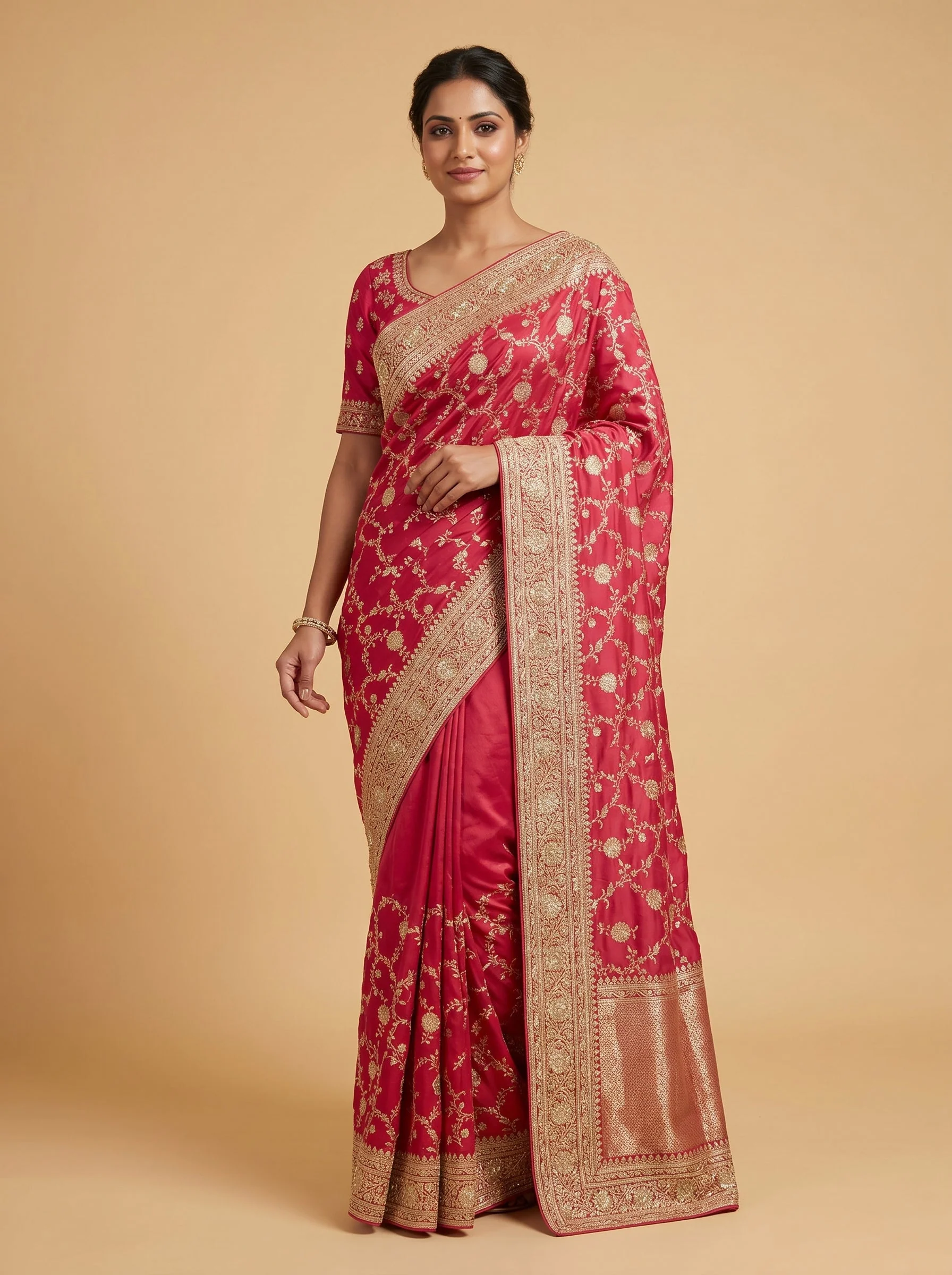 Red Detailed Embroidery Saree