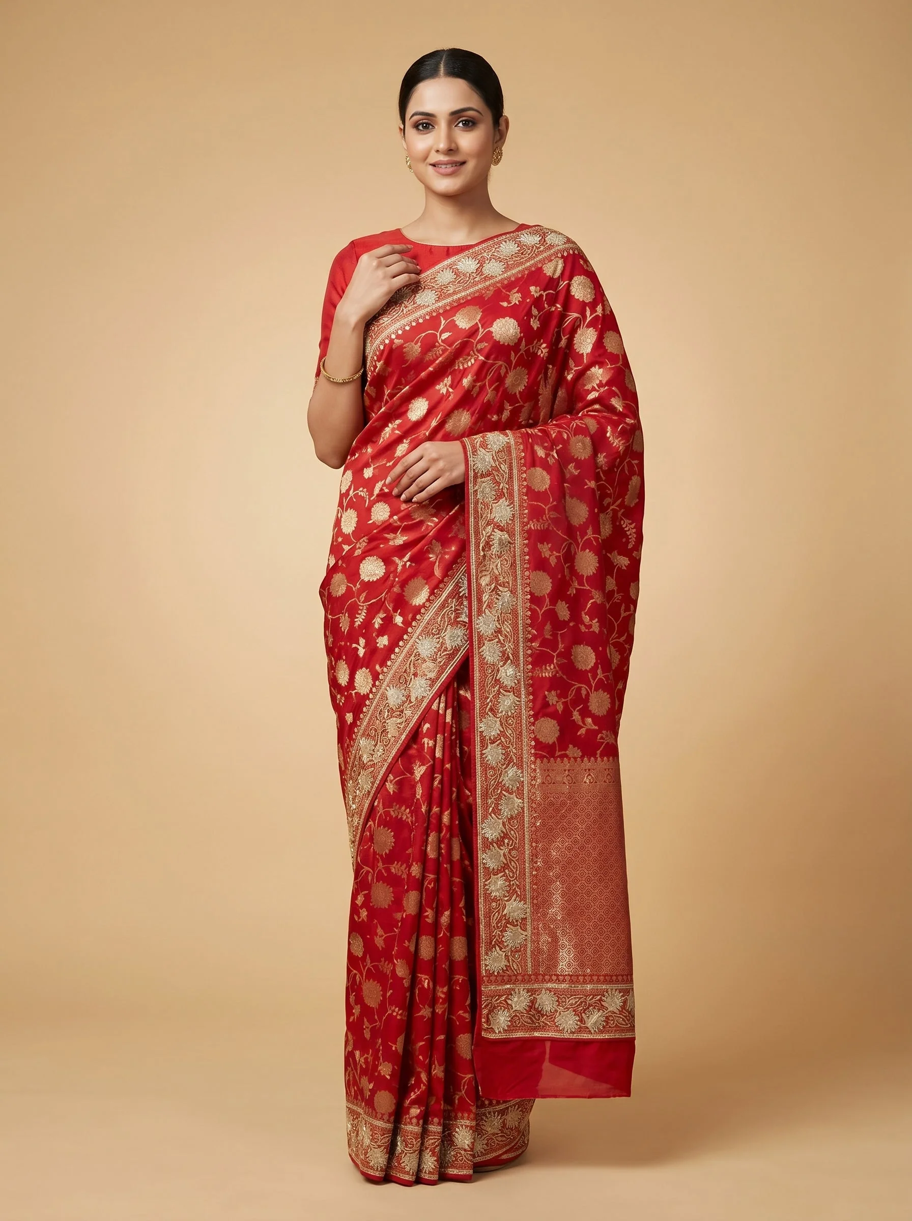 Red Dramatic Embroidery Saree