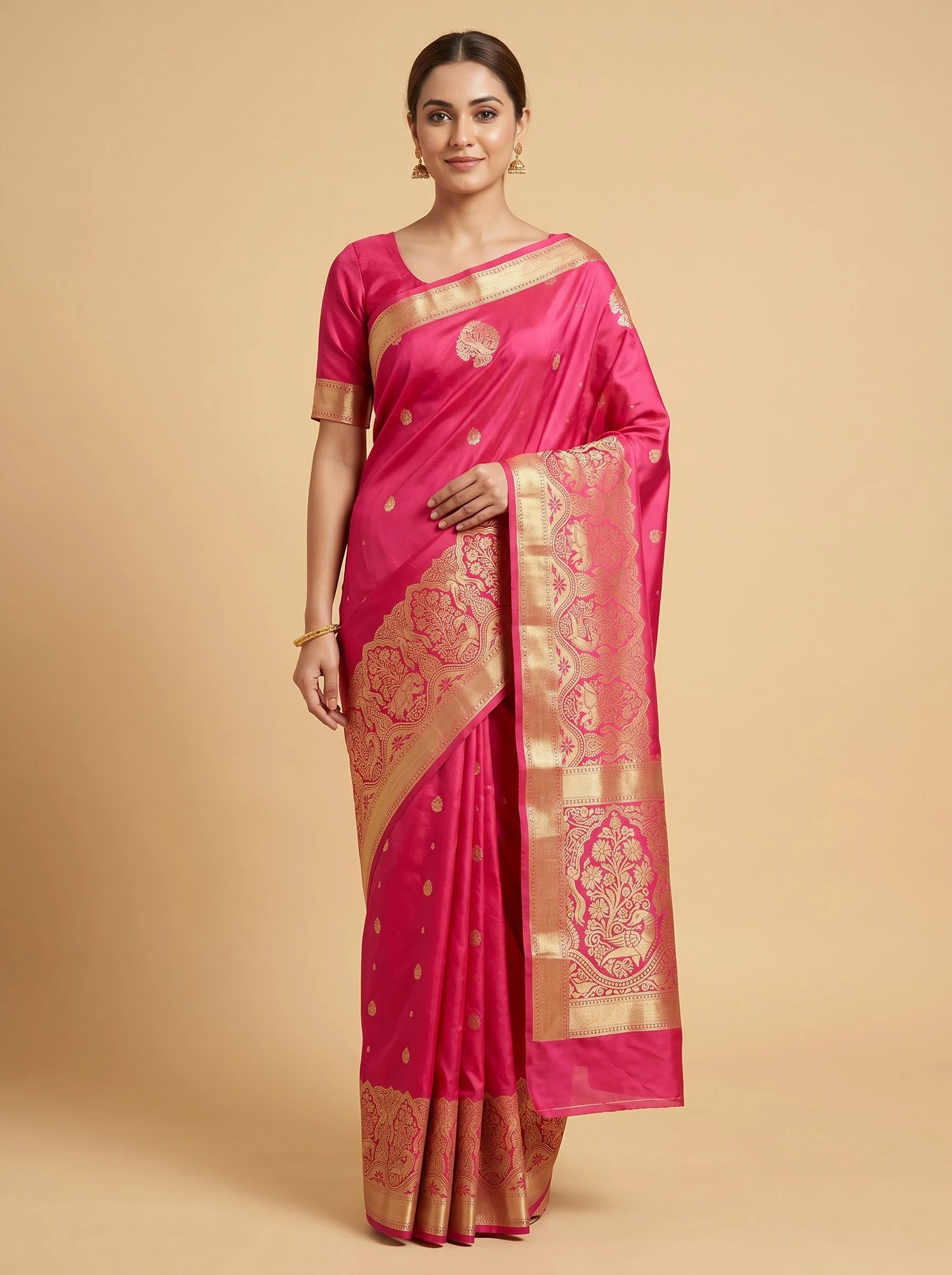 Red Dramatic Threadwork Saree