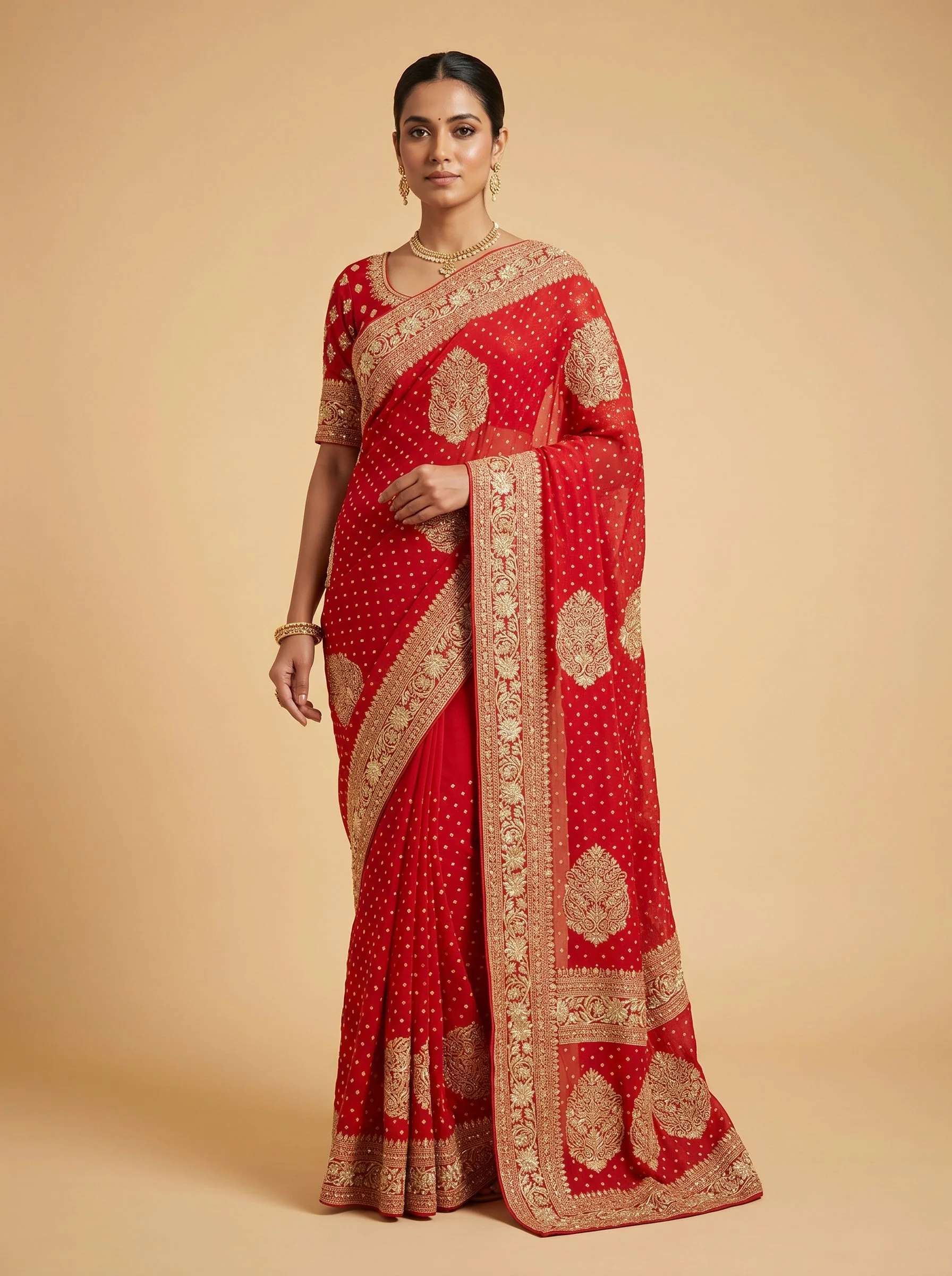 Red Dynamic Embroidered Saree