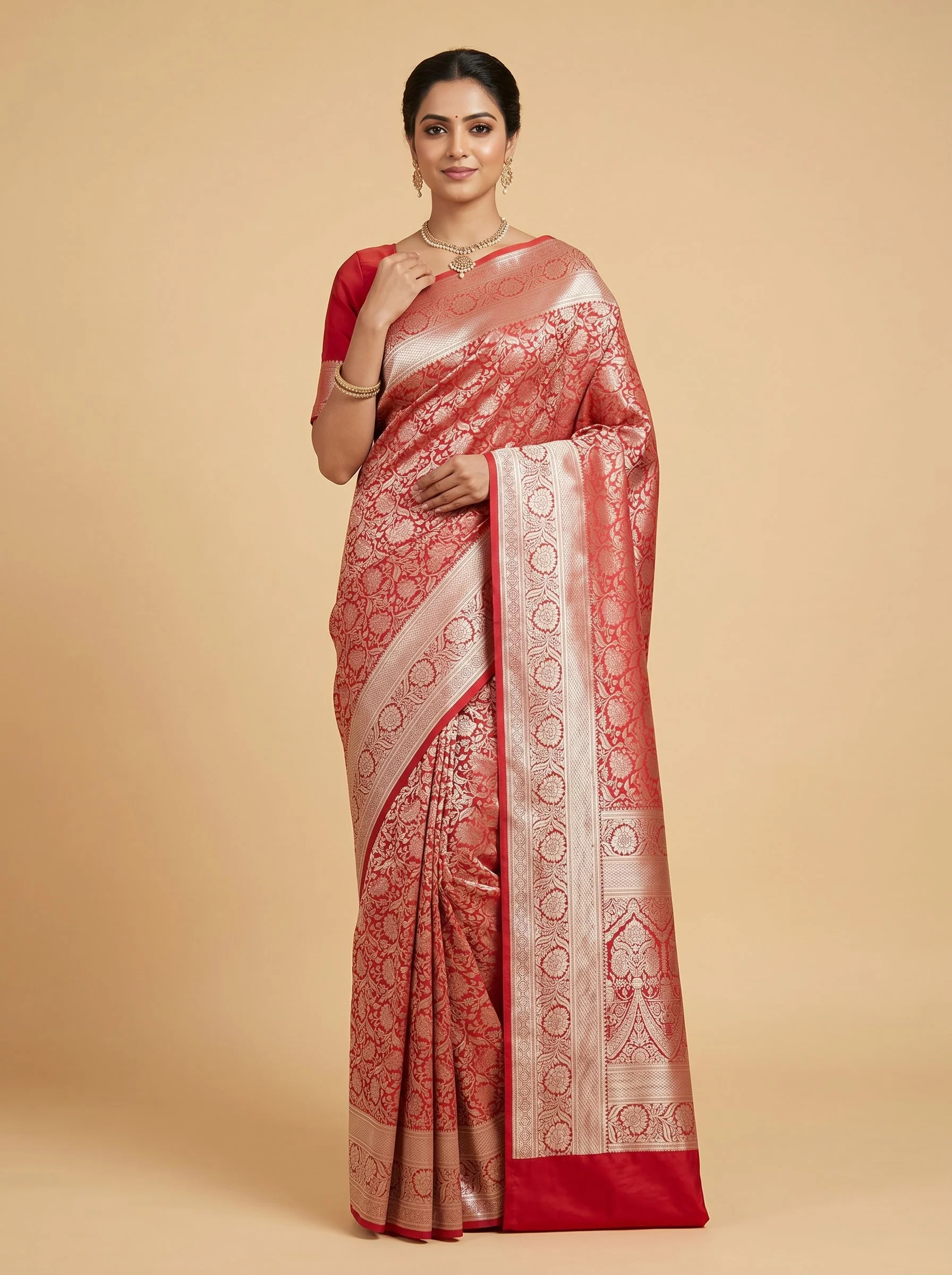 Red Elegant Charm Handloom Saree