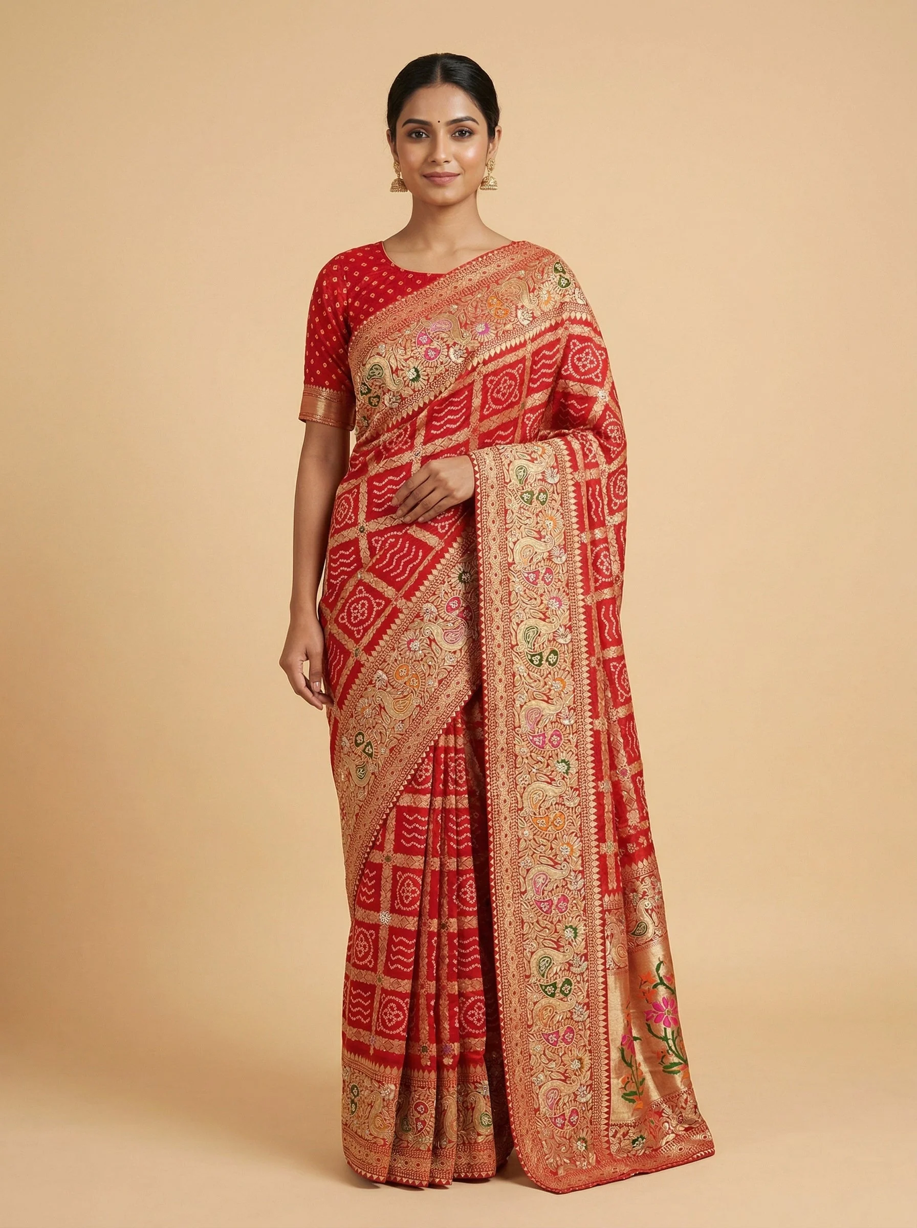 Red Enduring Embroidered Saree