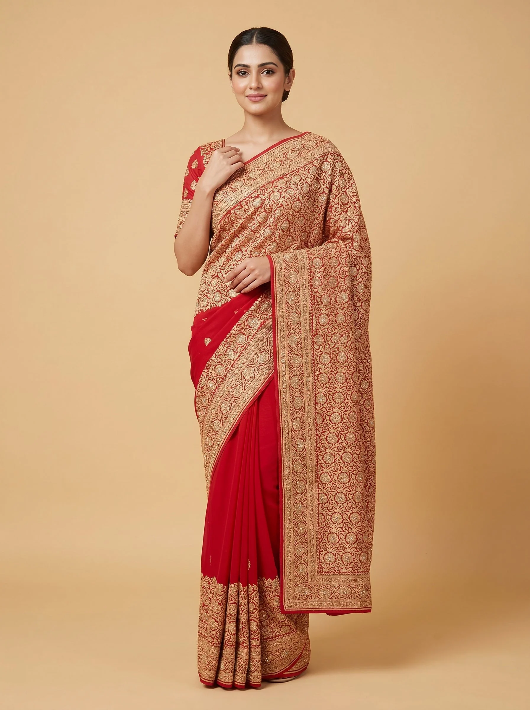 Red Eternal Fold Handloom Saree