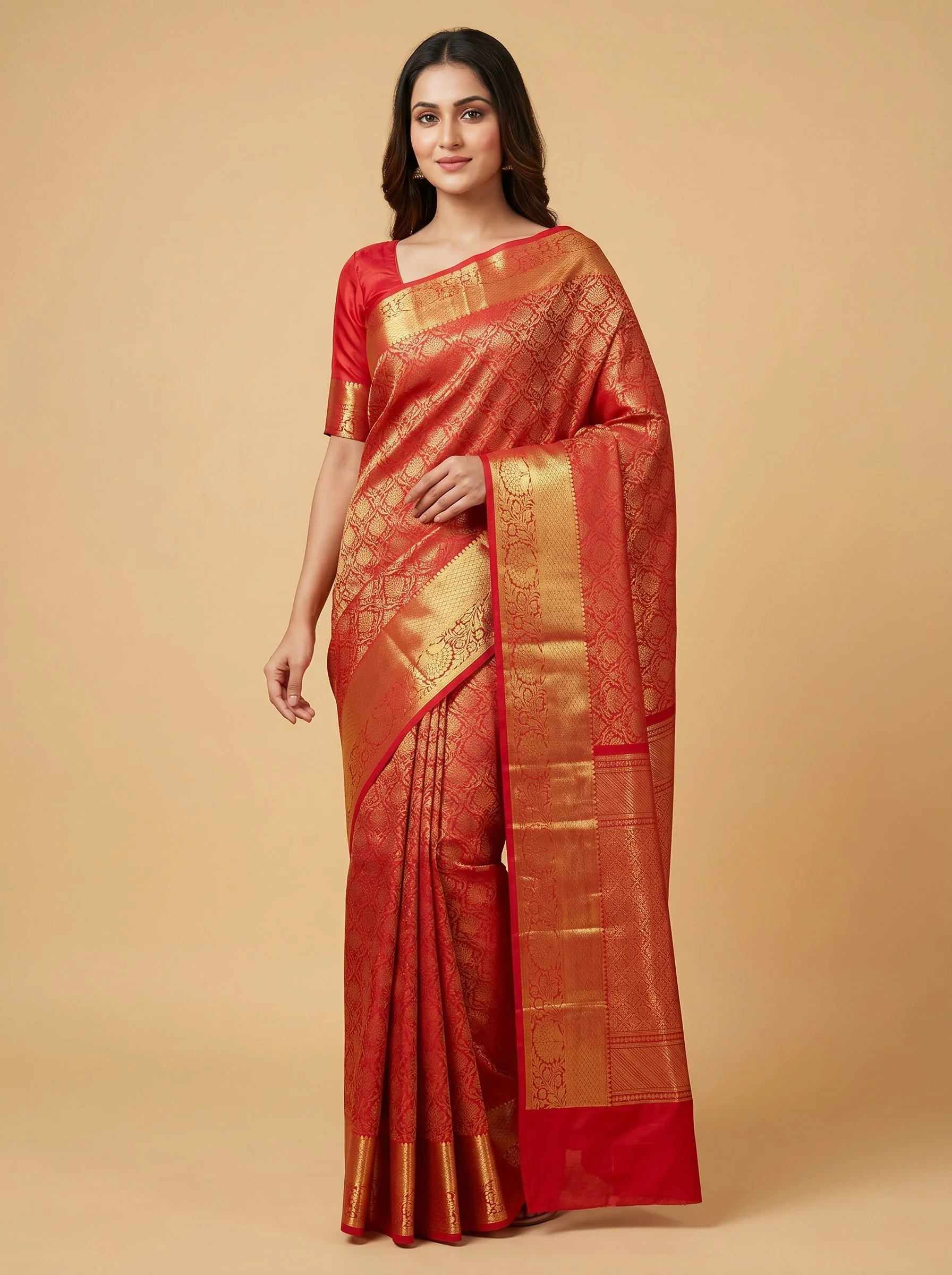 Red Festive Handloom Saree