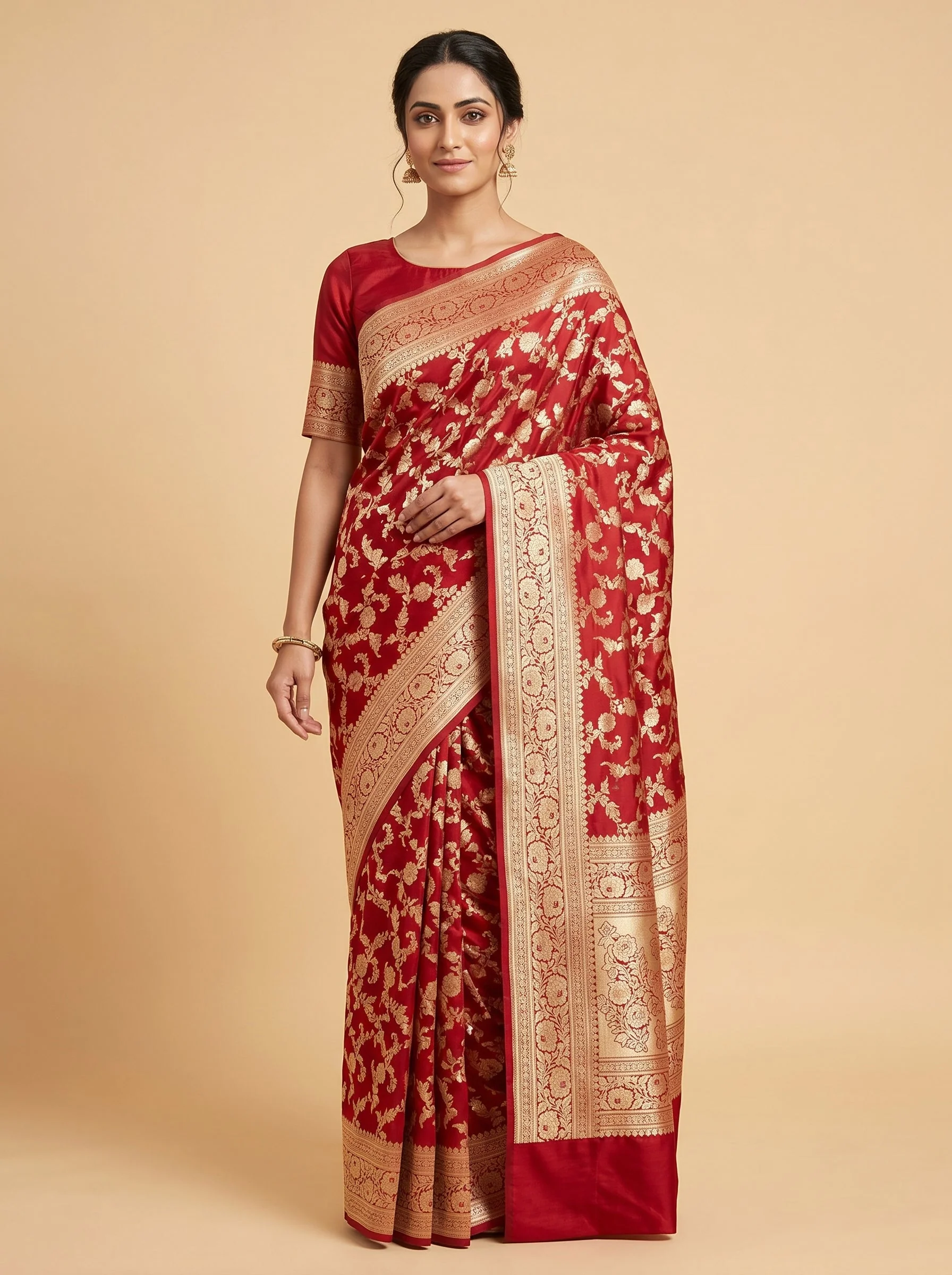Red Festive Weave Handloom Saree