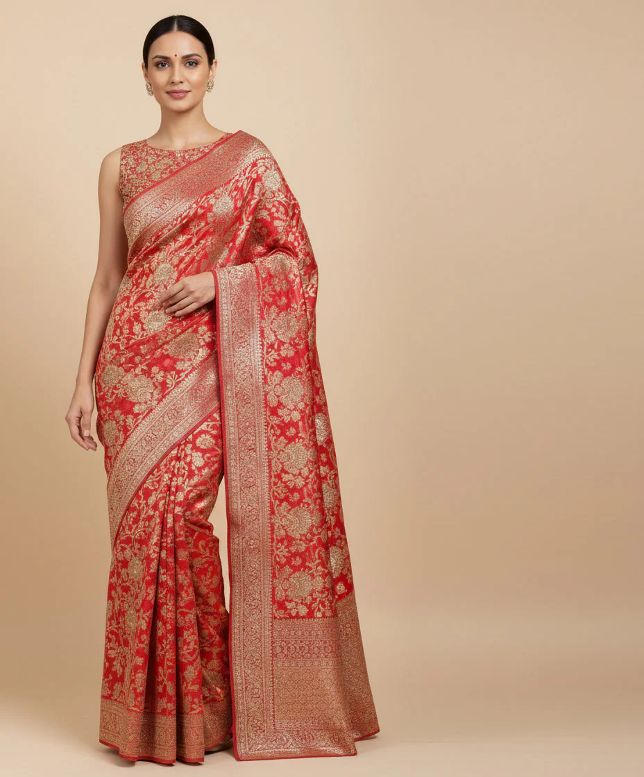Red Grand Embroidered Saree