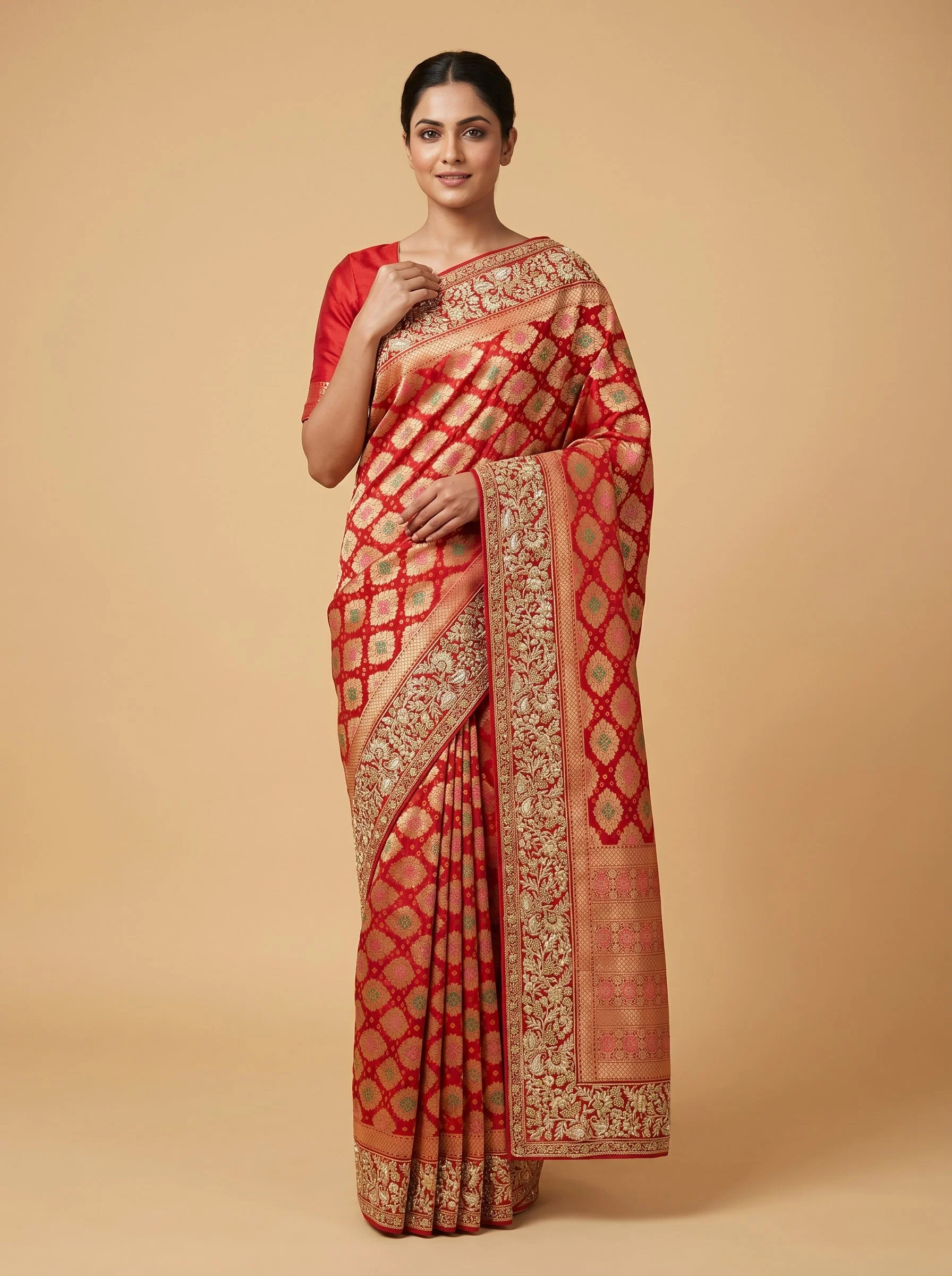 Red Intense Detail Embroidered Saree