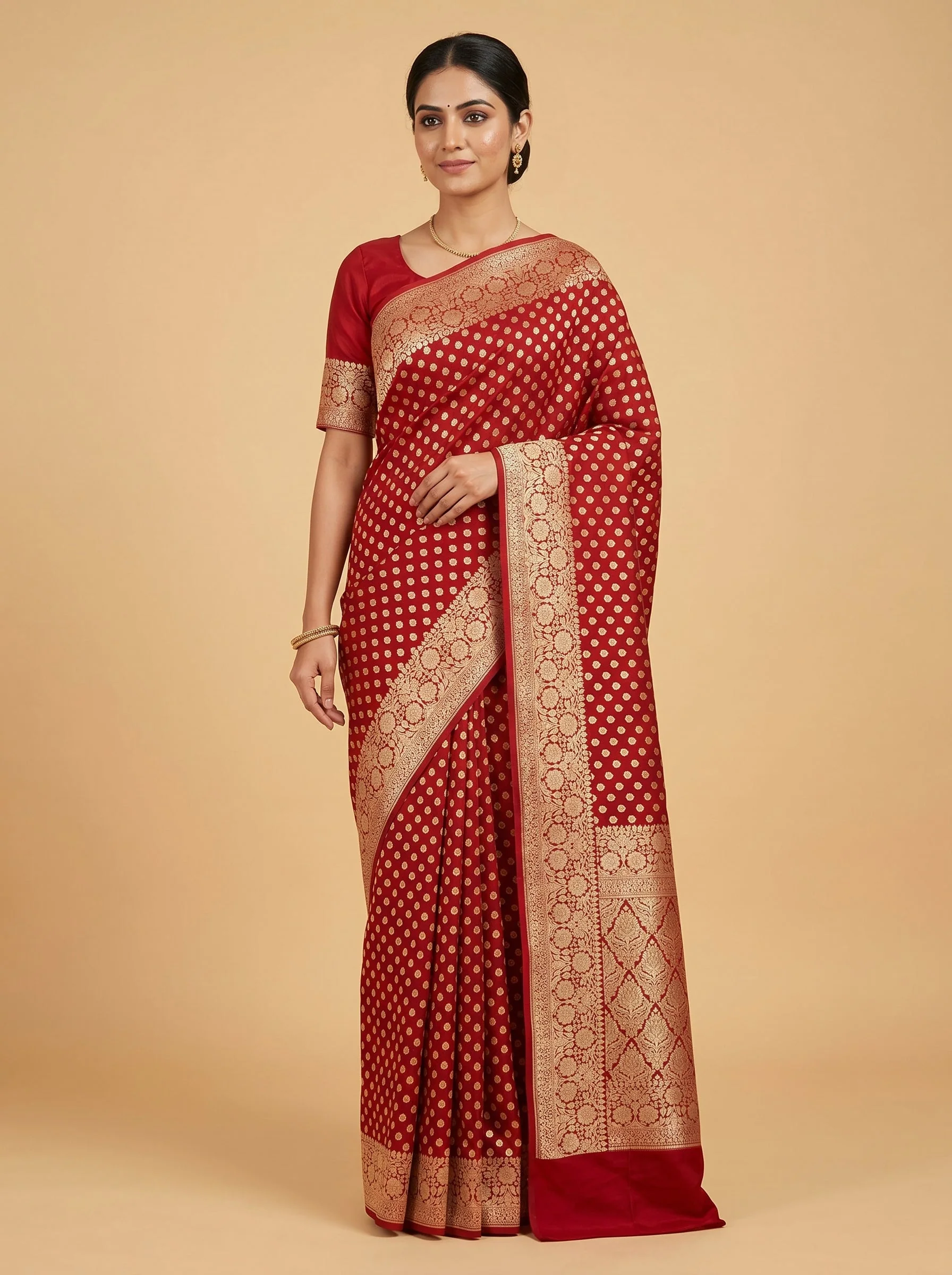 Red Intense Tone Handloom Saree