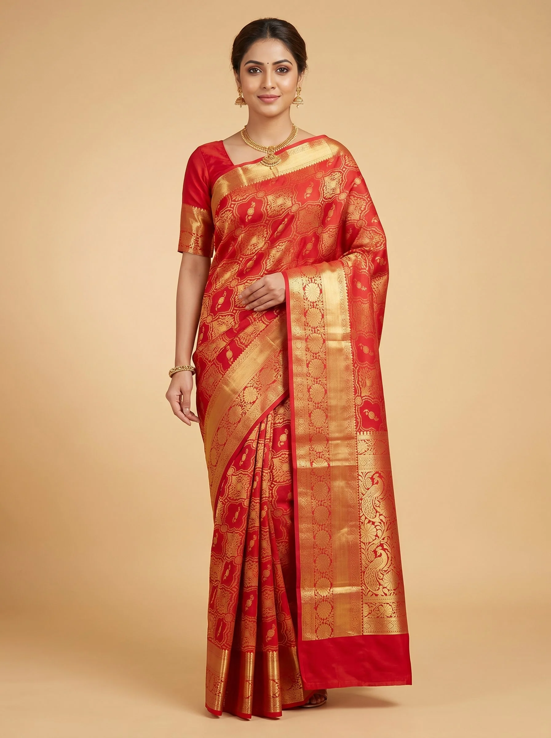 Red Intense Weave Handloom Saree