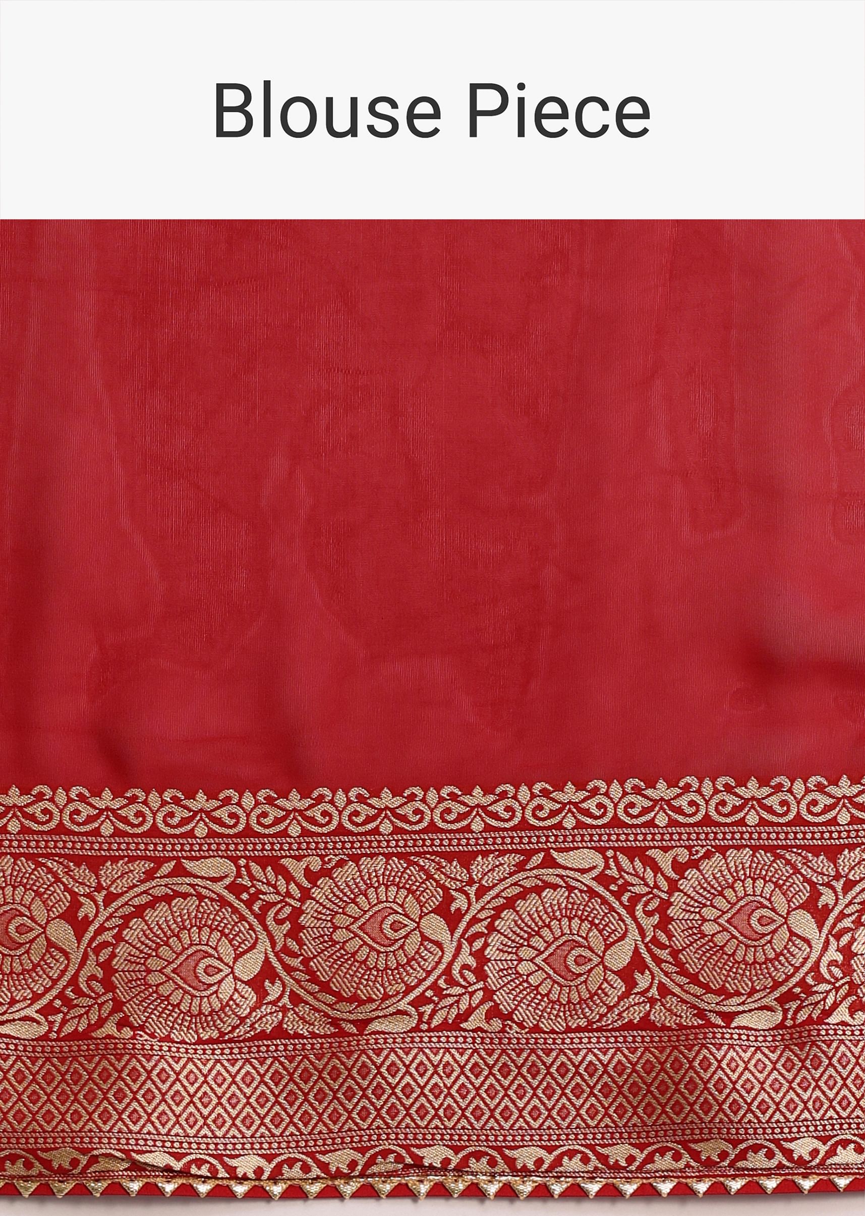 Red Khaddi Georgette Zari Weave Saree With Unstitched Blouse - Image 10