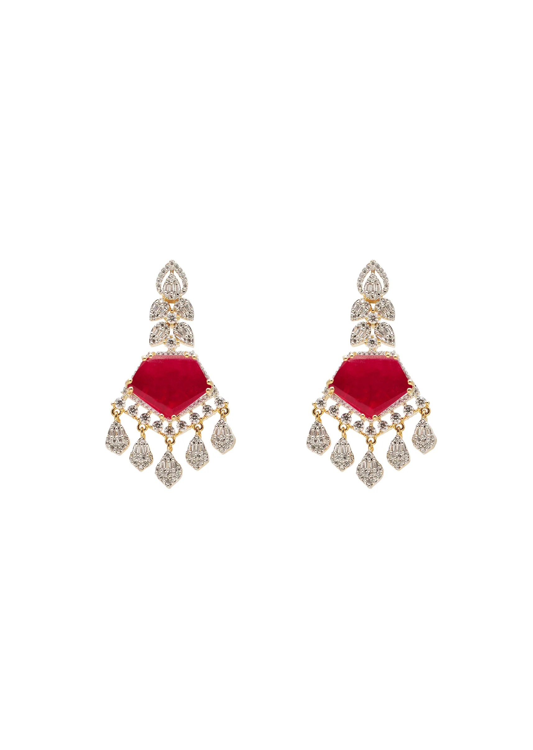 Red Kundan Statement Necklace Set - Image 4