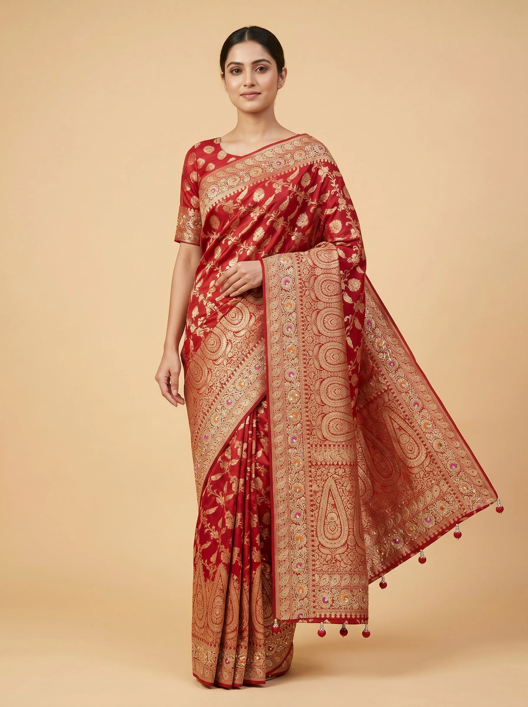 Red Legendary Stitch Saree