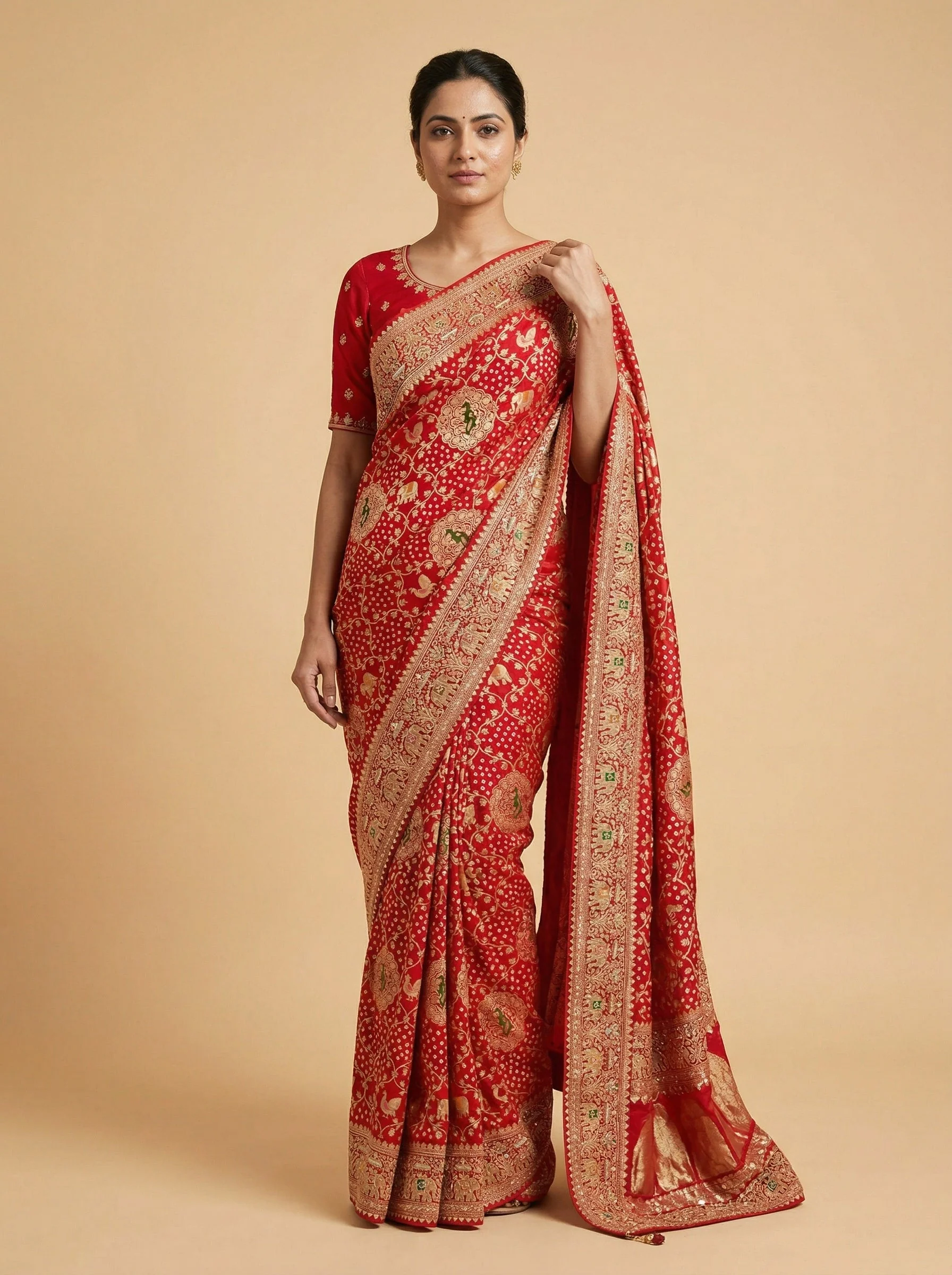 Red Lively Embroidered Saree