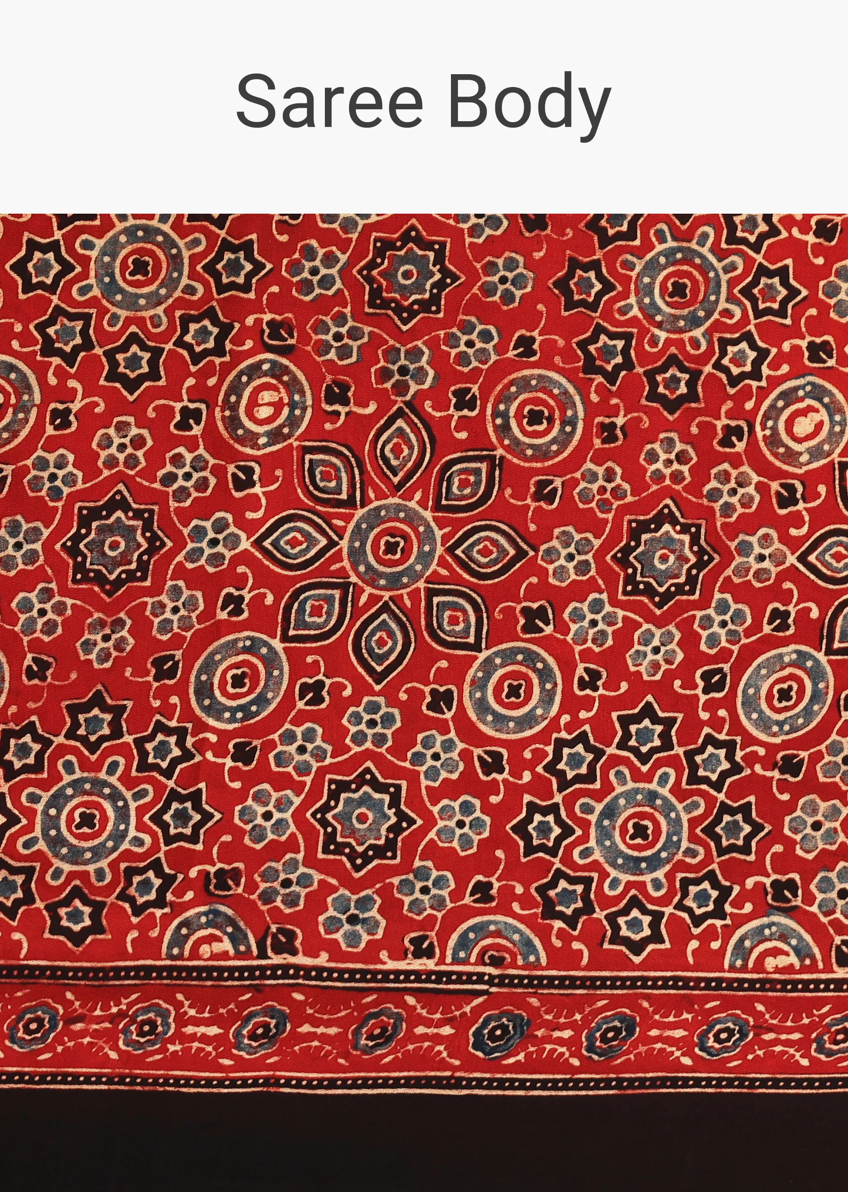 Red Modal Satin Ajrakh Handblock Printed Saree - Image 10