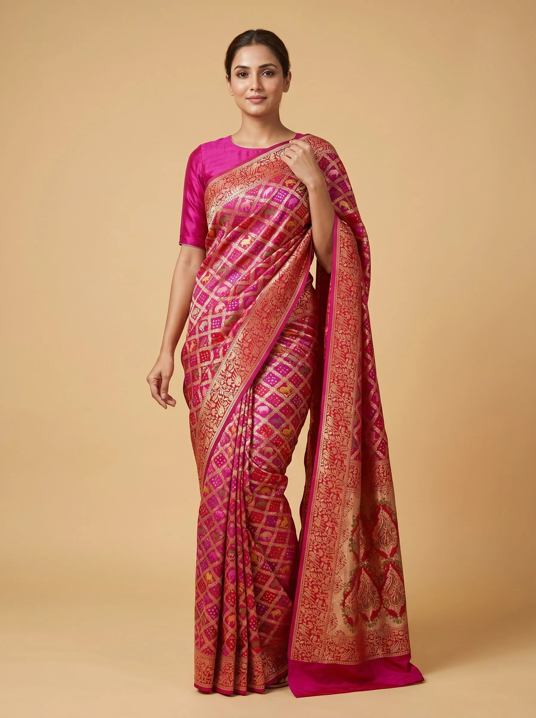 Red Multi Vibrant Bandhani Saree