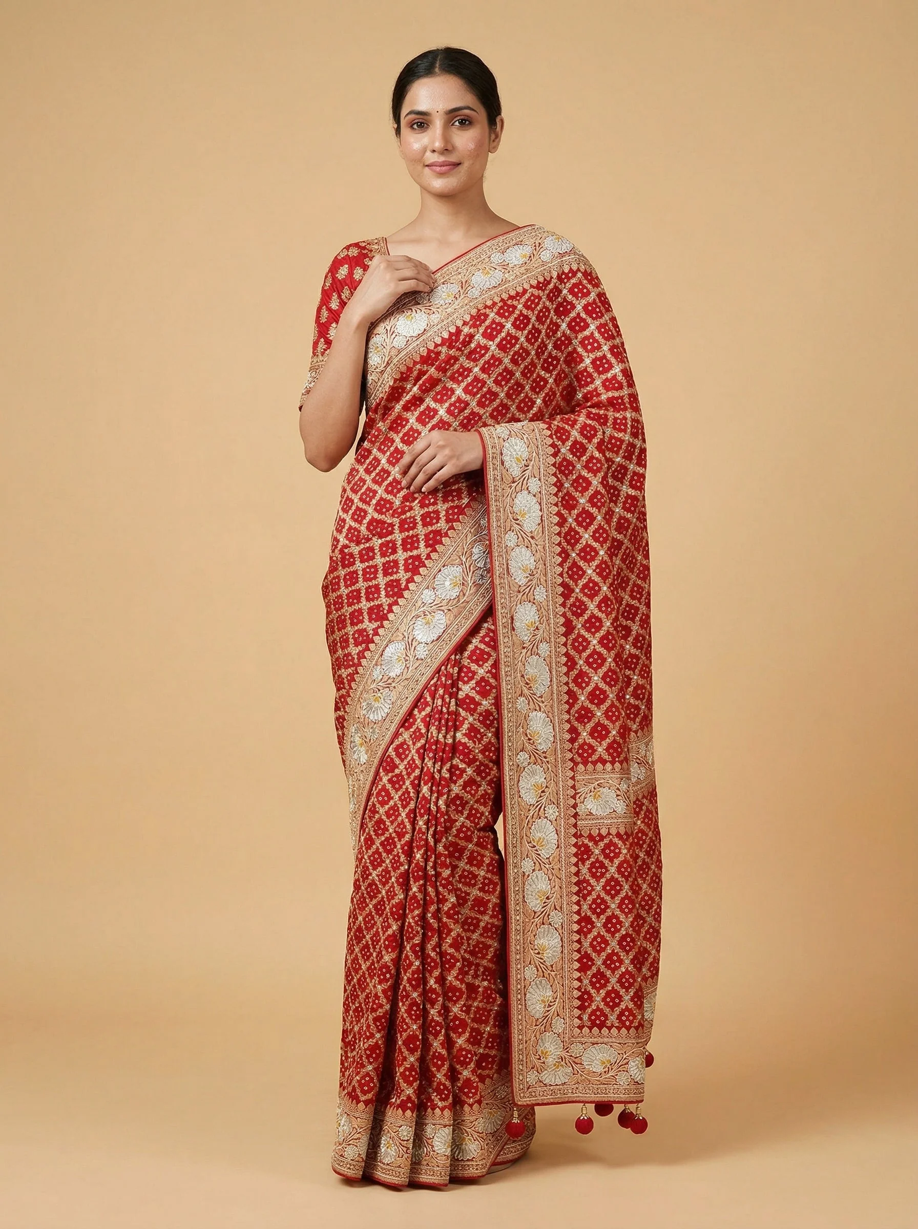 Red Potent Embroidered Saree