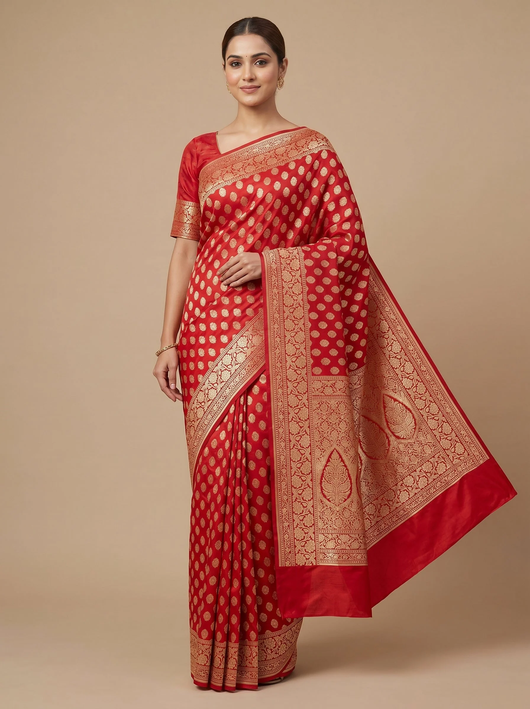 Red Power Drape Handloom Saree