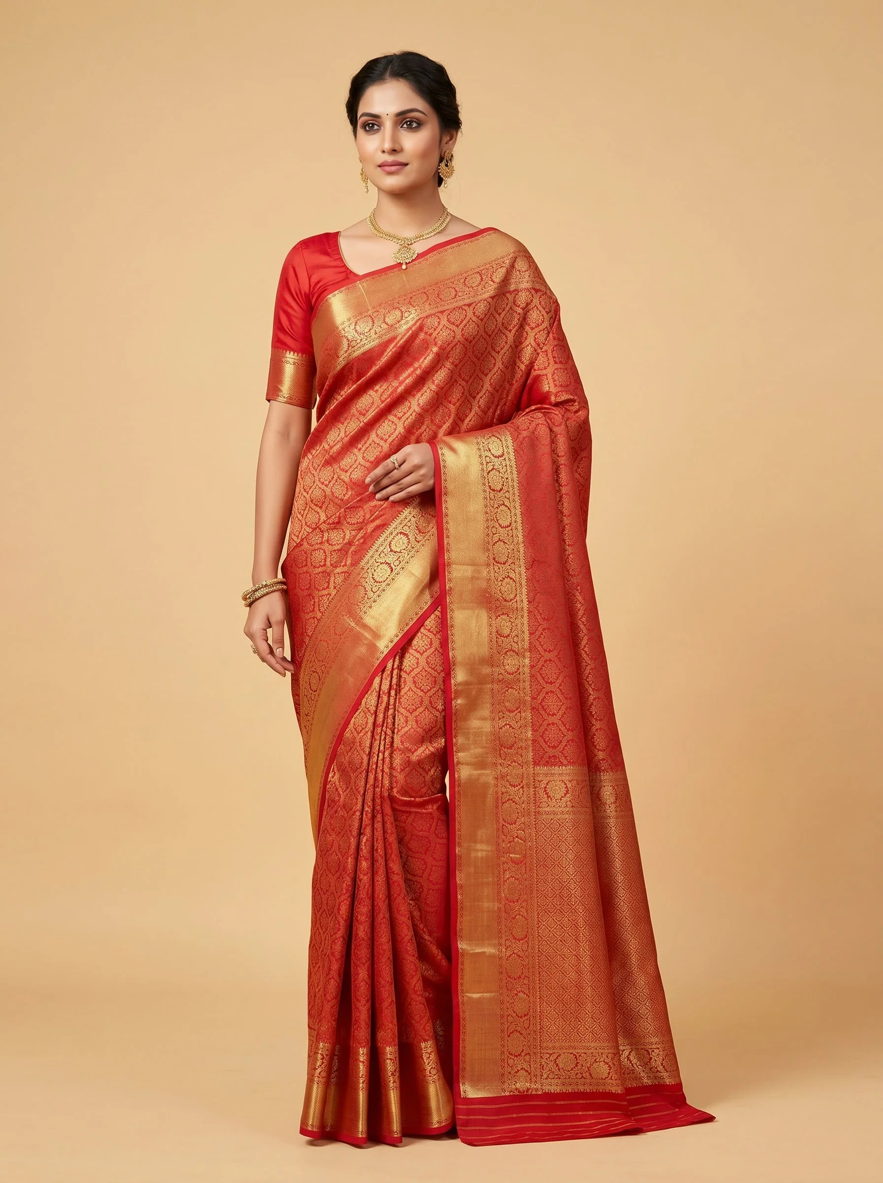 Red Power Handloom Saree