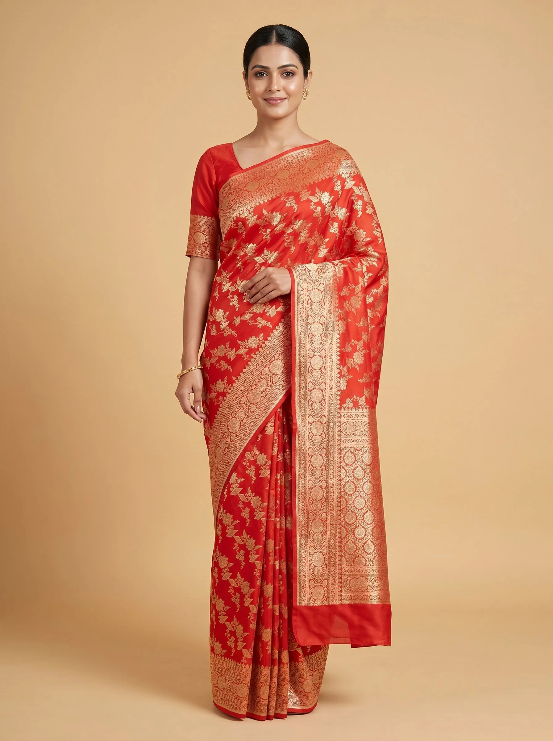 Red Powerful Handloom Saree