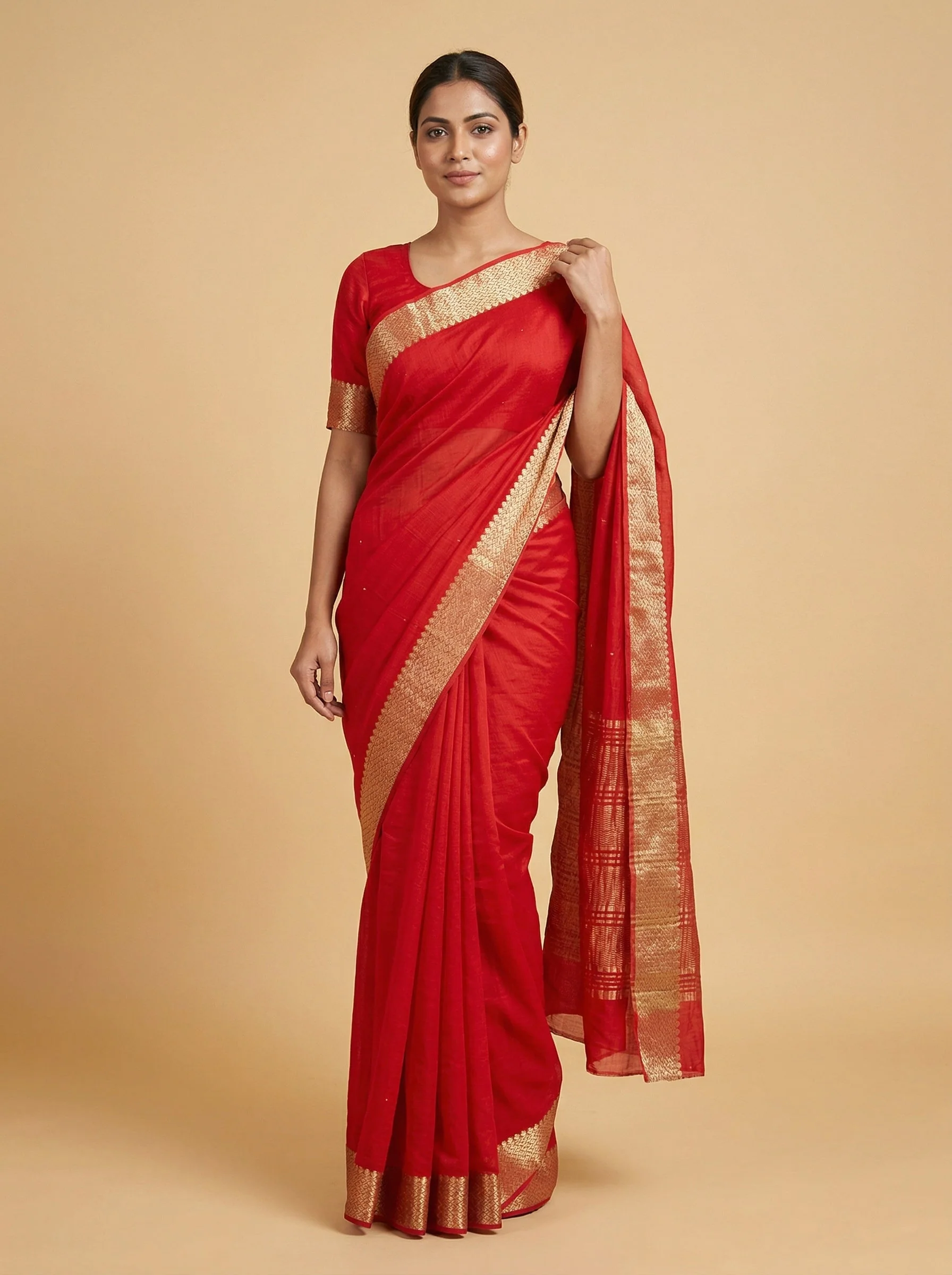 Red Premium Embroidered Saree
