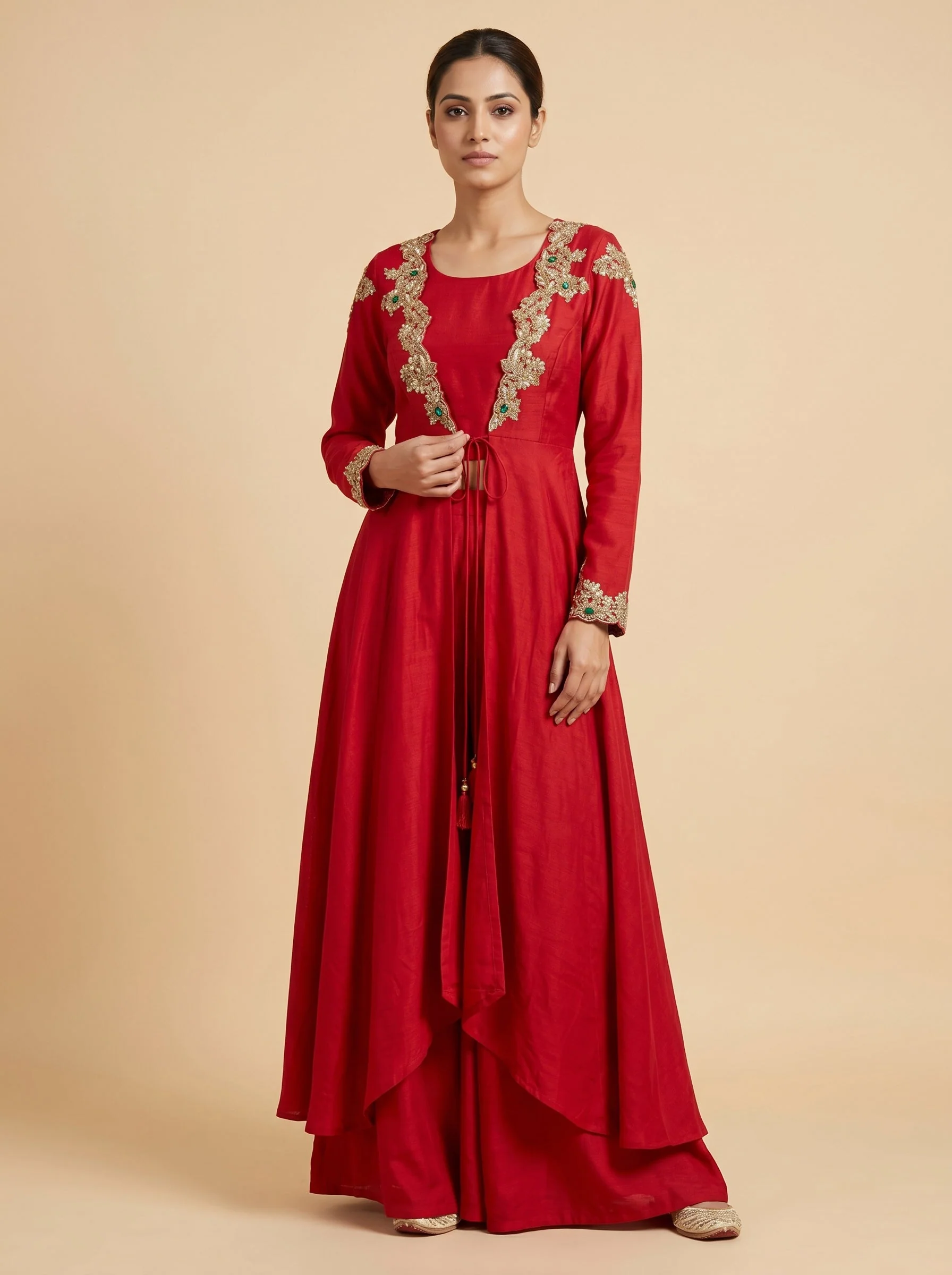 Red Pulse Kurti Pant Set