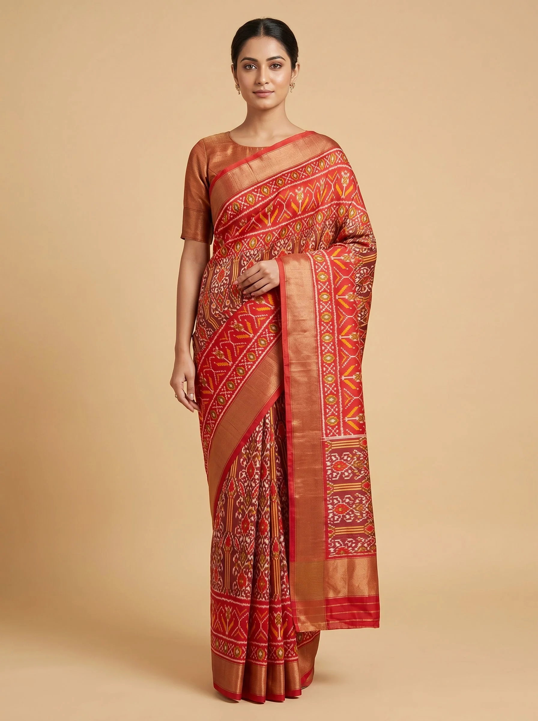 Red Purple Fusion Handloom Saree