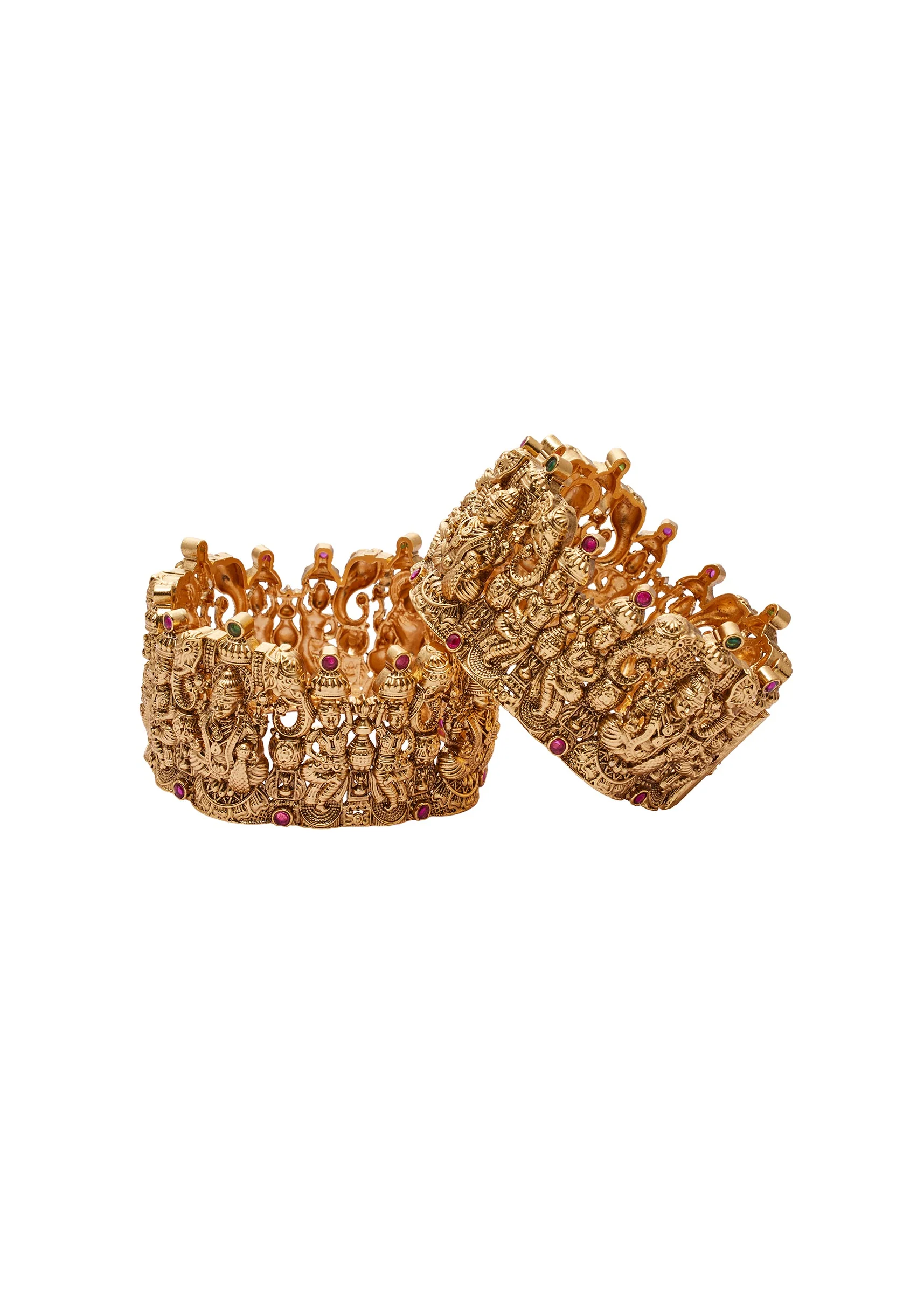 Red Rajwadi Kundan Bangles - Image 2