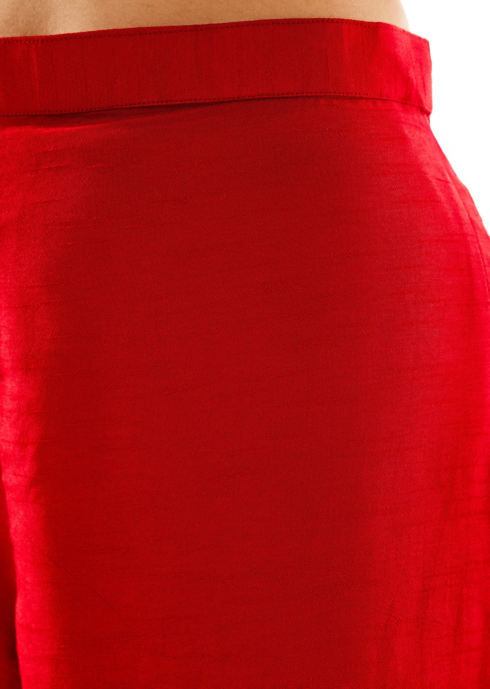 Red Raw Silk Kurta Dupatta Set With Zardosi And Moti Work - Image 6