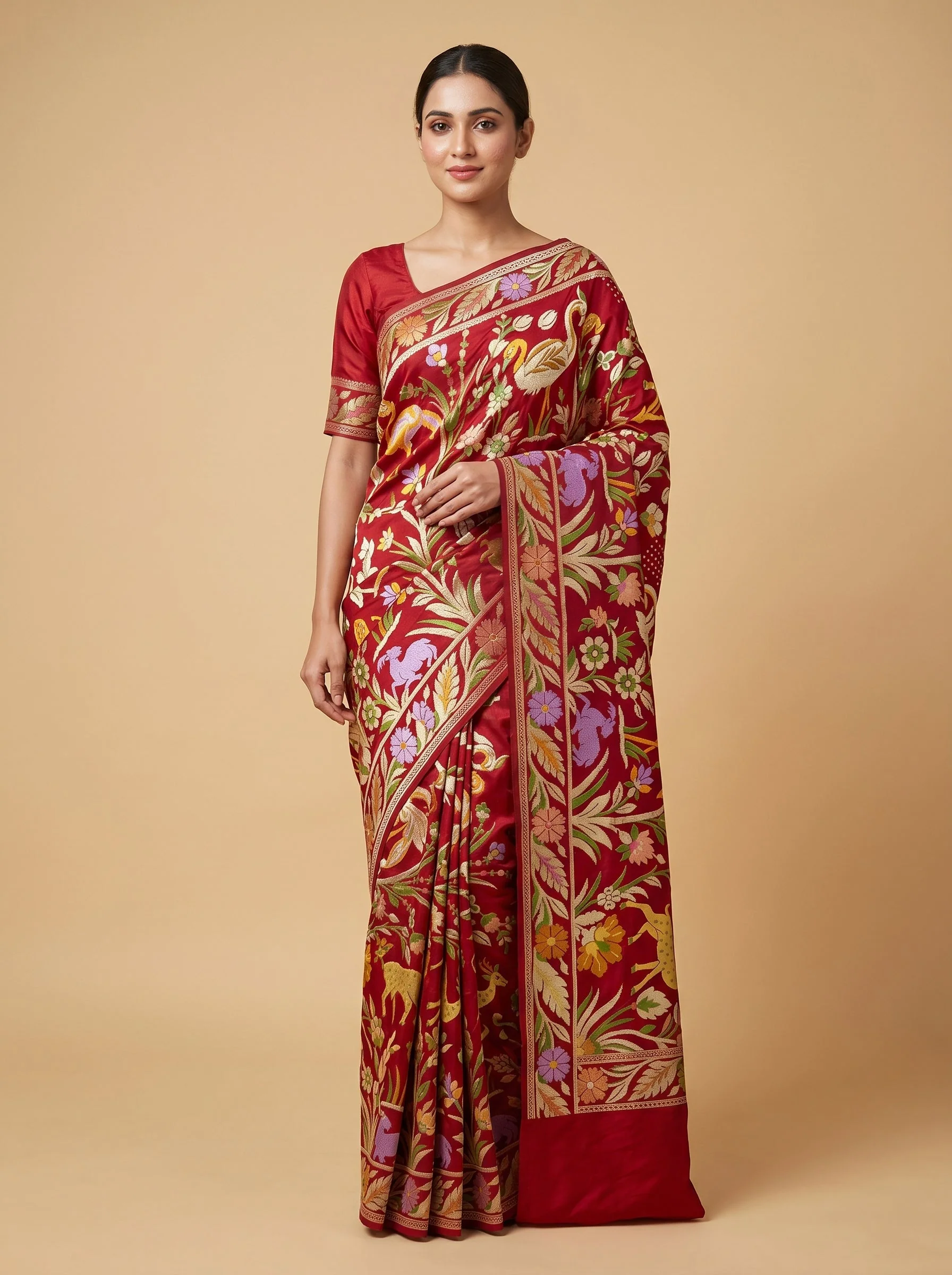 Red Rich Bandhani Saree