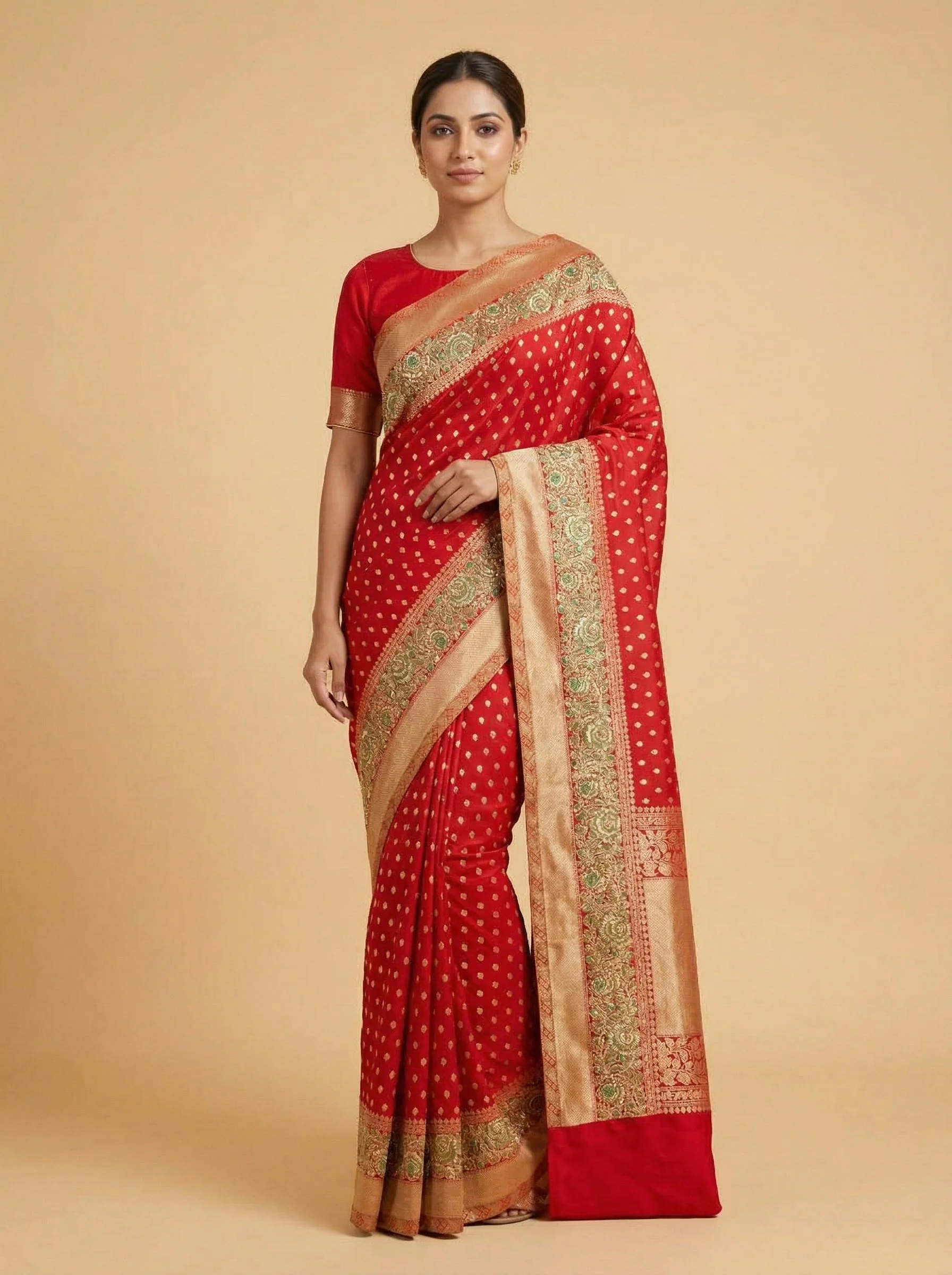 Red Richly Embroidered Saree