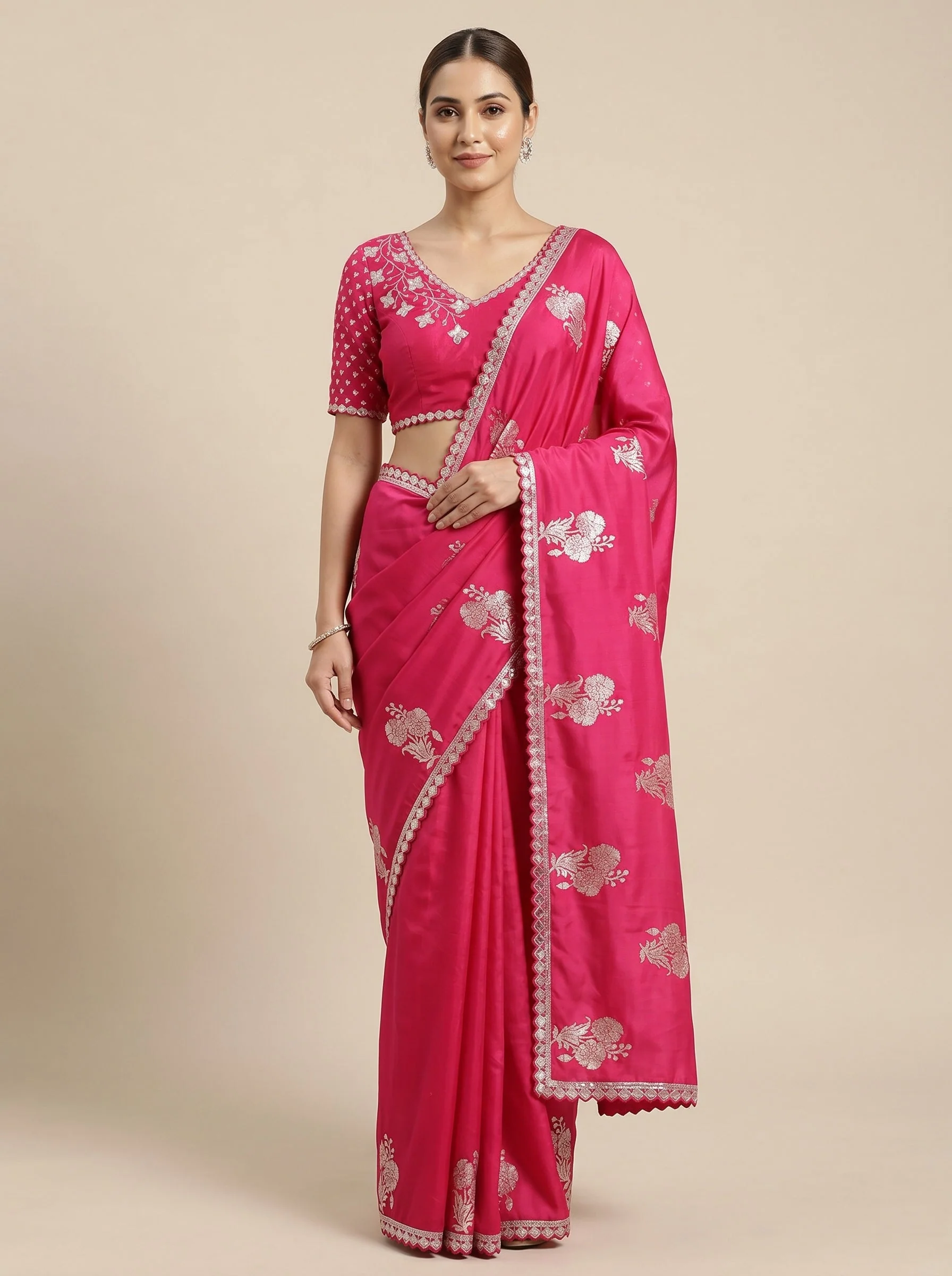 Red Ruby Glow Embroidered Saree