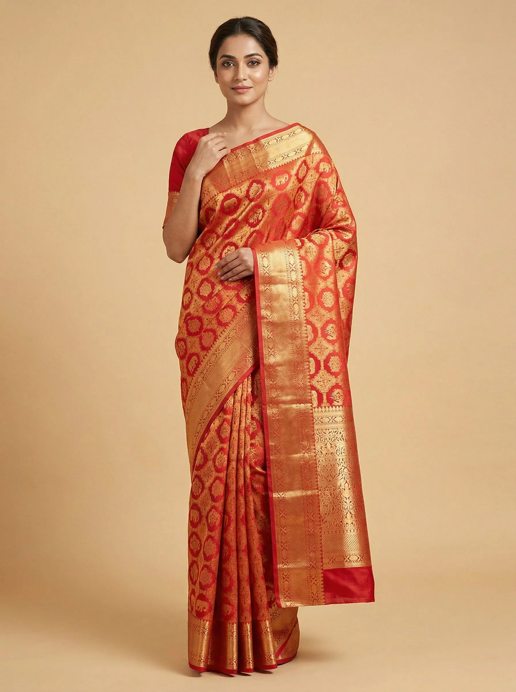 Red Saturated Handloom Saree