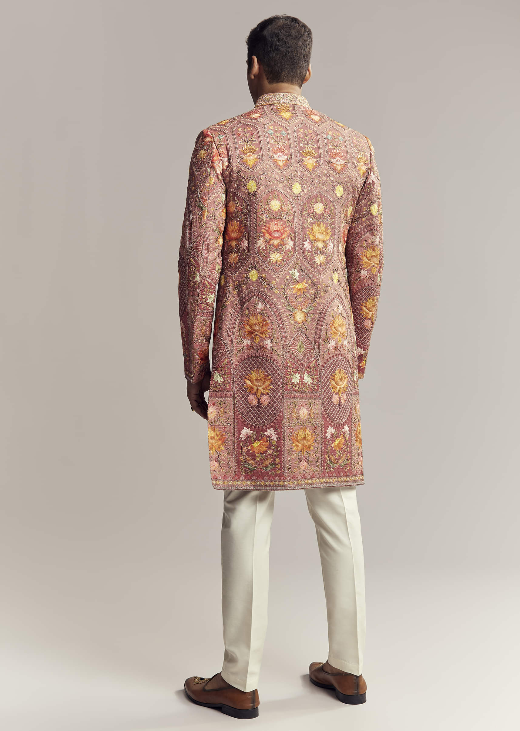 Red Silk Kurta Jacket Set For Men With Open Jacket Style - Image 5