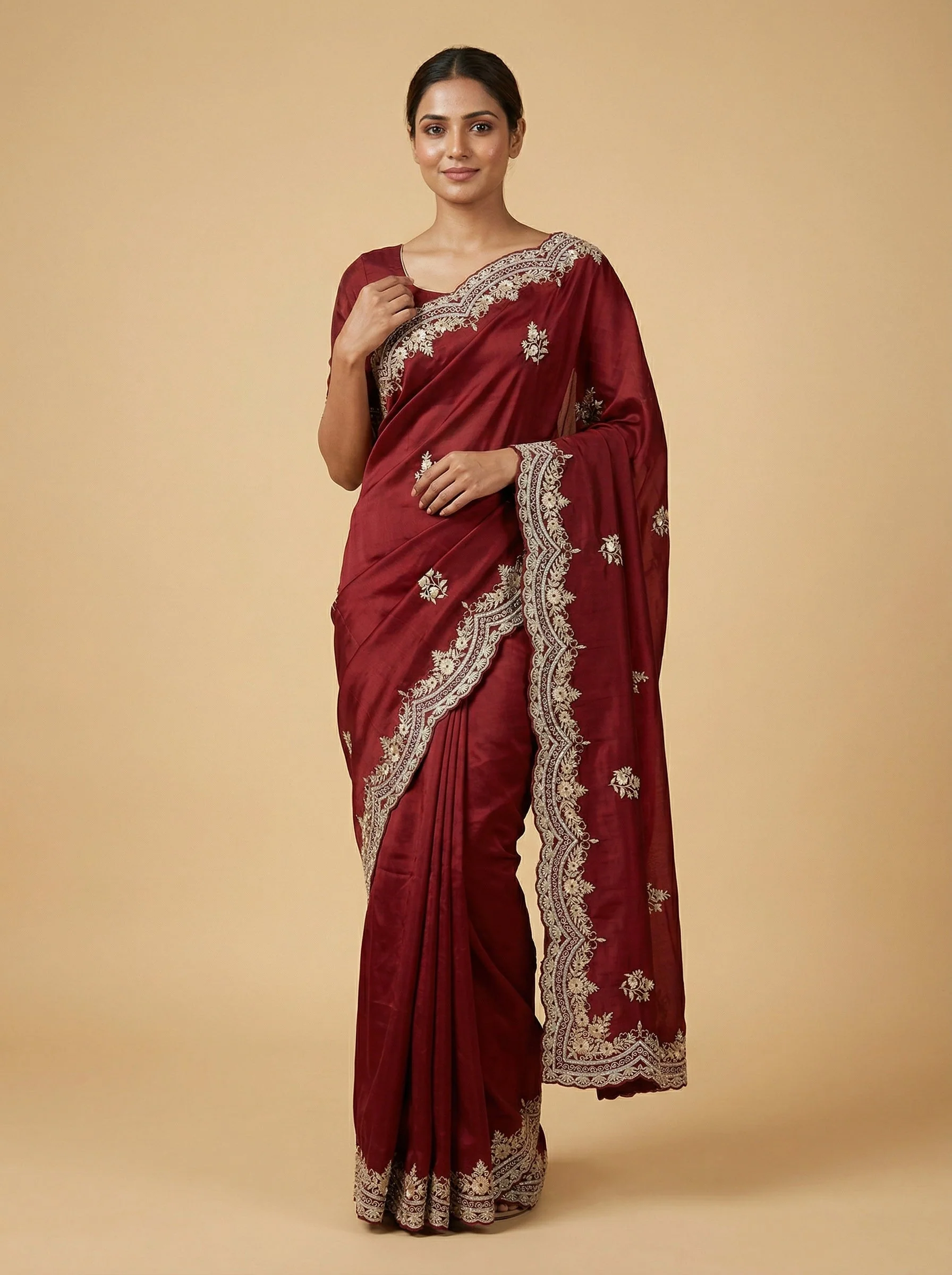 Red Splendor Embroidered Saree