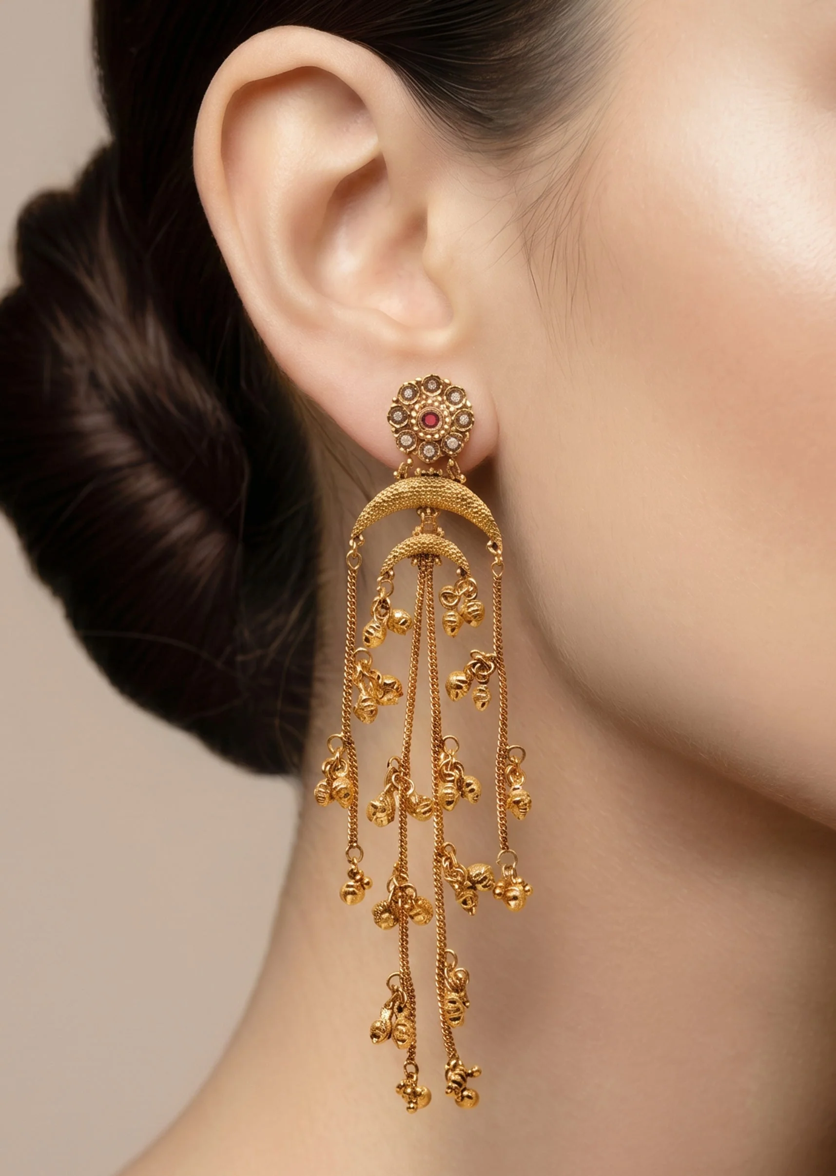 Red Stone Long Dangler Earrings